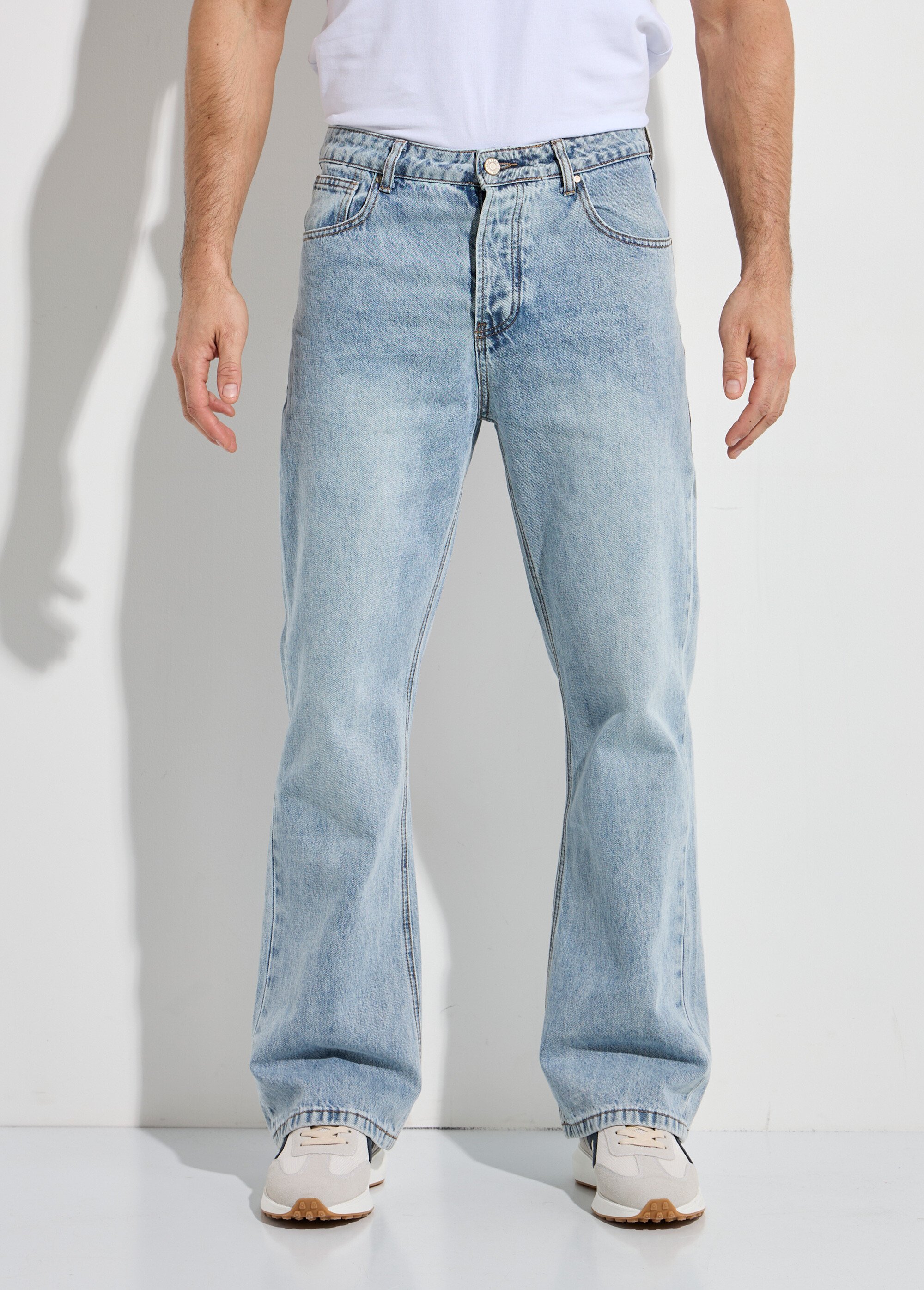 Jean coupe droite, délavage stone Homme Bleu LYSJF013 FA1