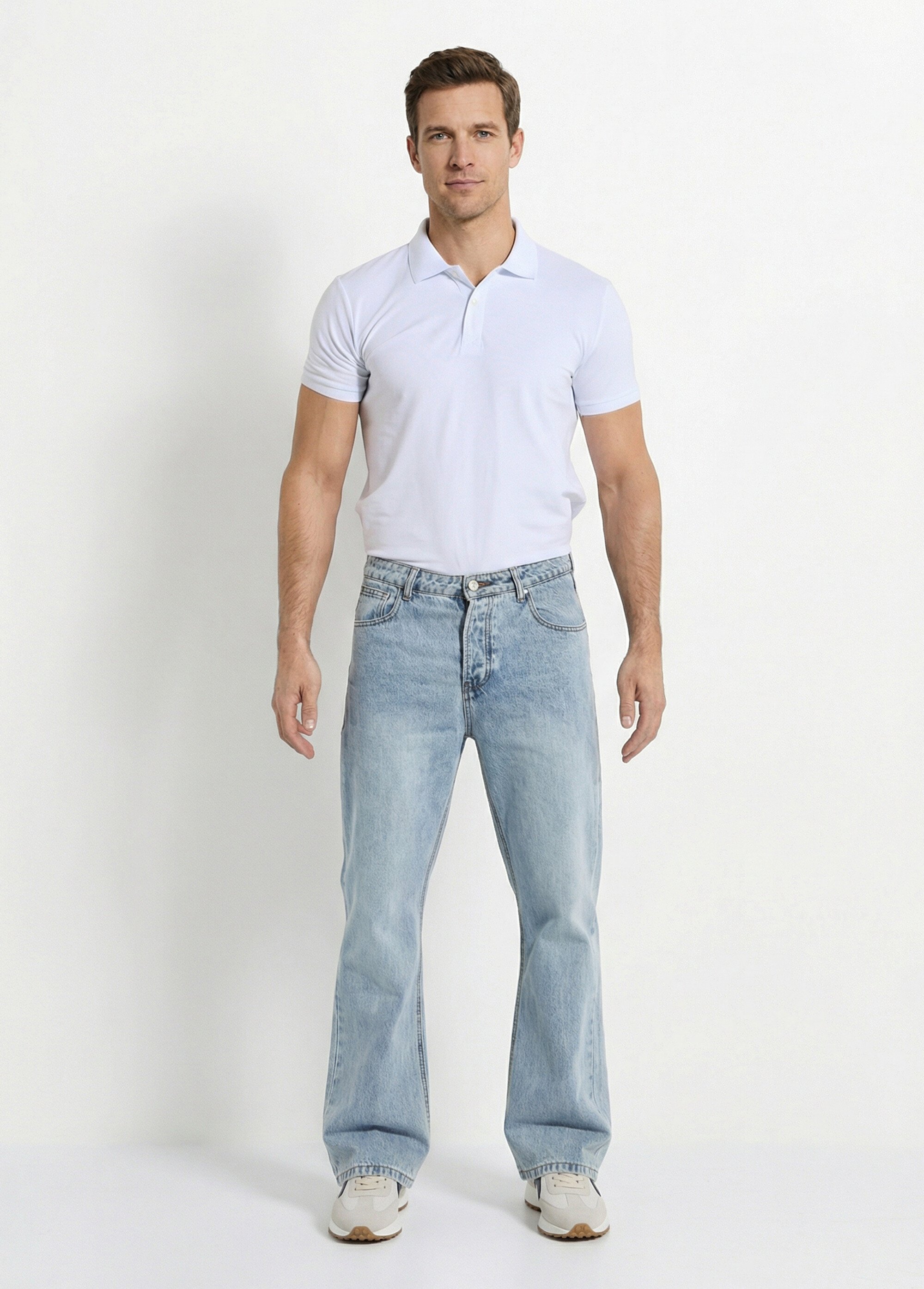 Jean coupe droite, délavage stone Homme Bleu LYSJF013 SF1