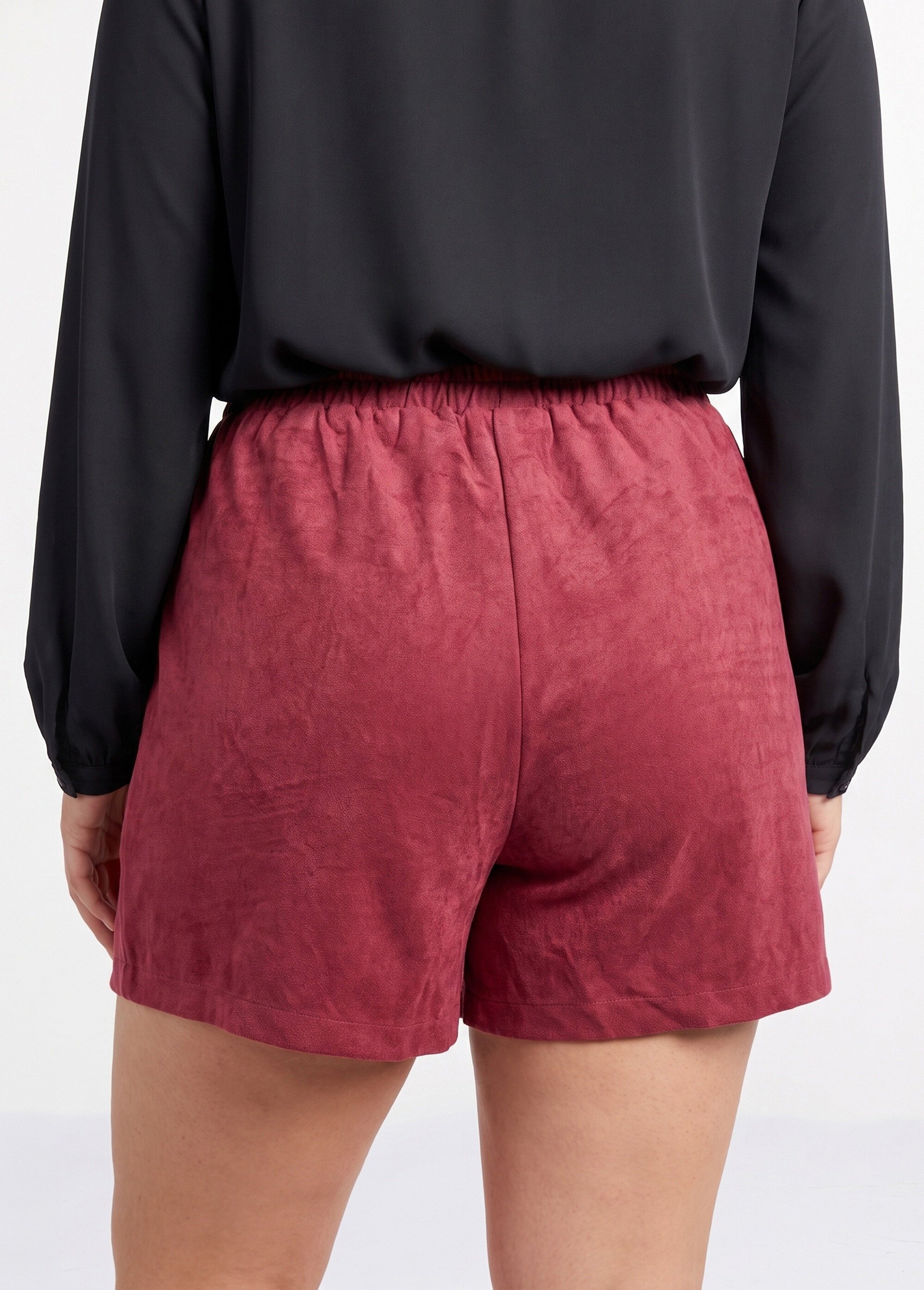 Jupe short en suédine, taille élastiquée Femme Grande Taille Rouge M1592-2617 DO1