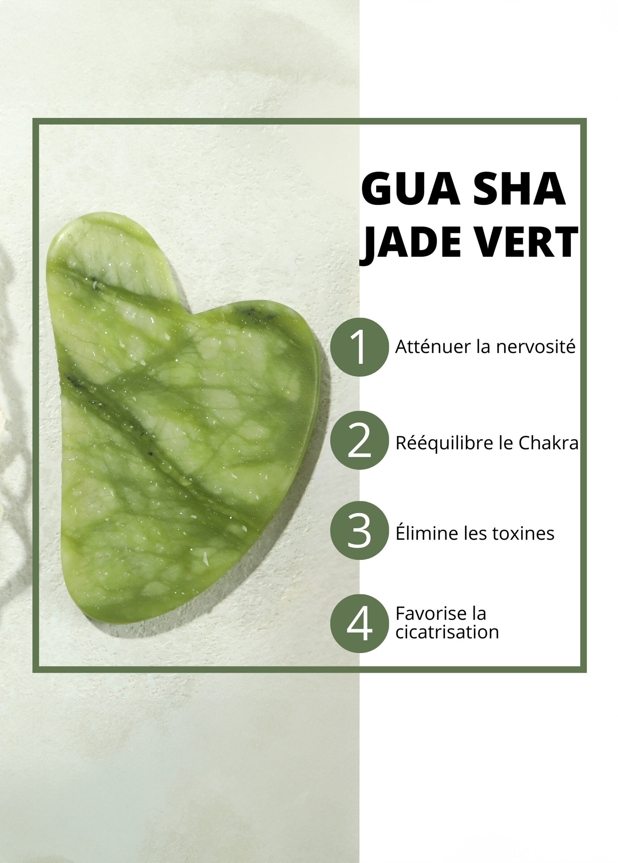 Masseur visage jade + Masque thermothérapie Vert ZENMASSEUR DE4
