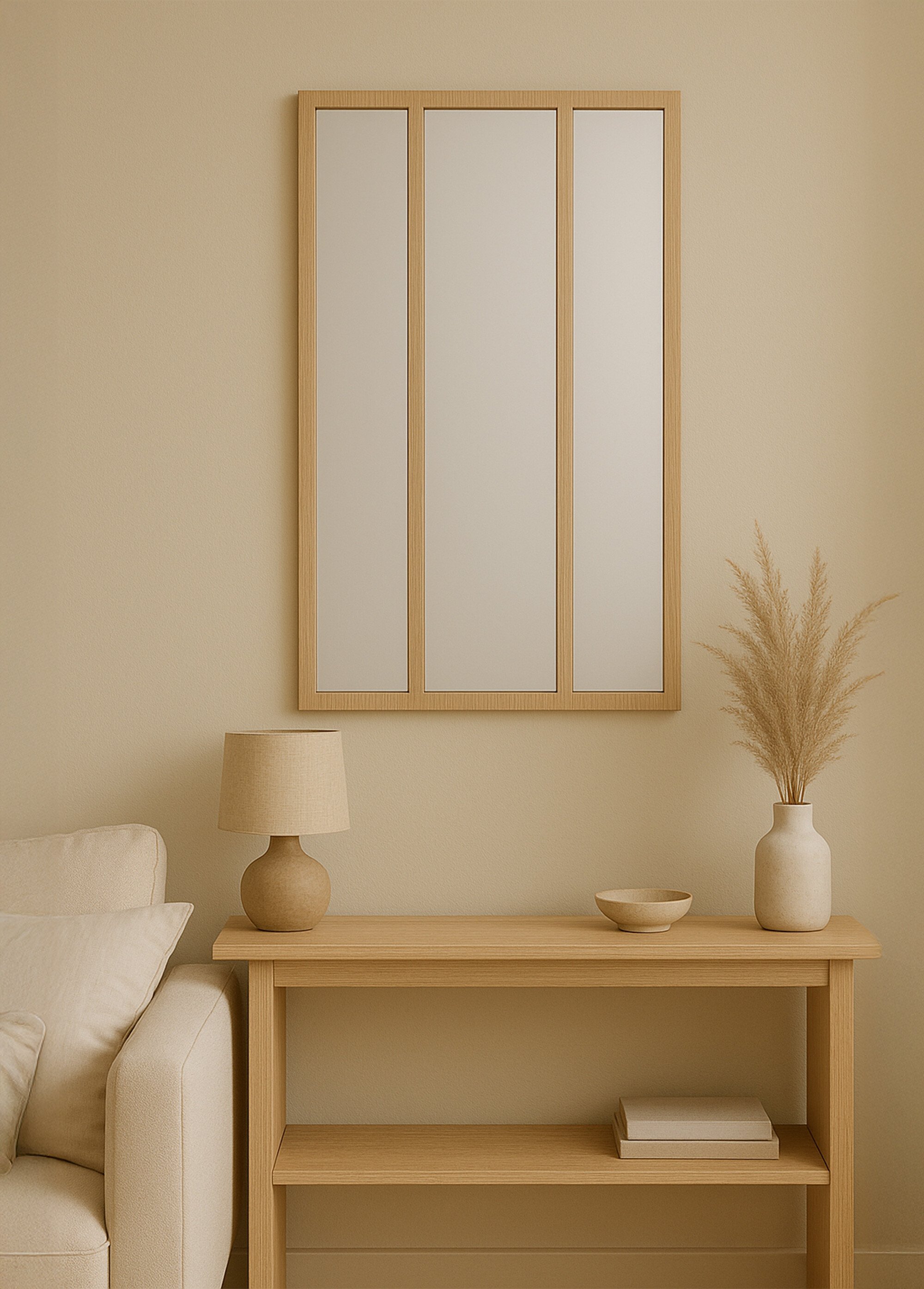 Miroir façon fenêtre, cadre bois Beige NOR-24920 SI1