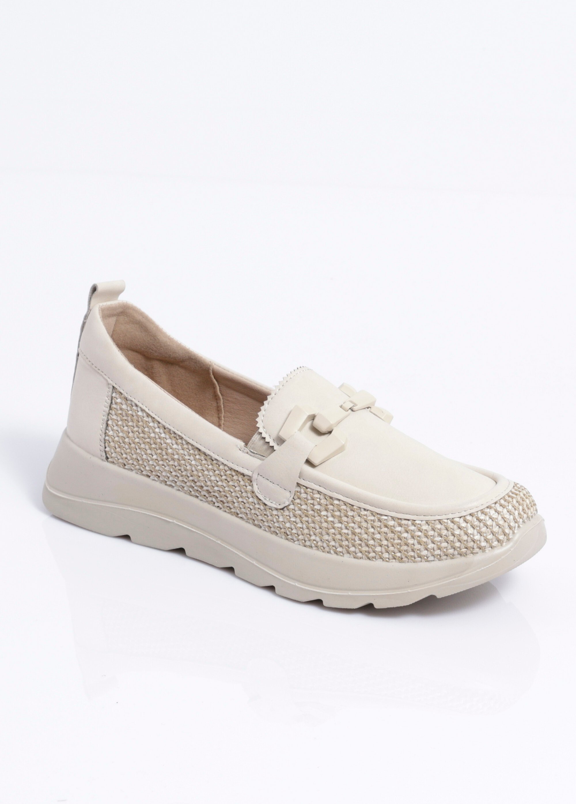 Mocassins à mors élastiqués largeur confort Femme Beige ORNAIN FA1