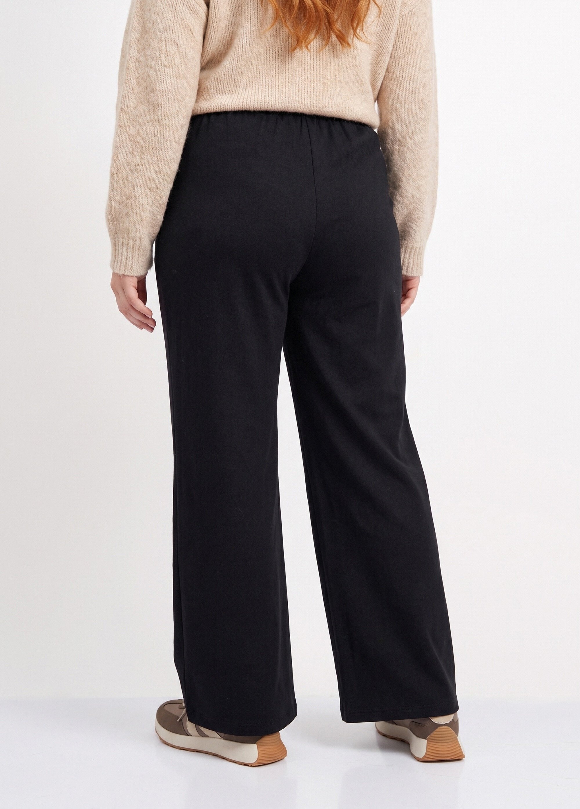 Pantalon en toile denim, boutons métal Femme Grande Taille Noir MA-M1277-2611 DO1