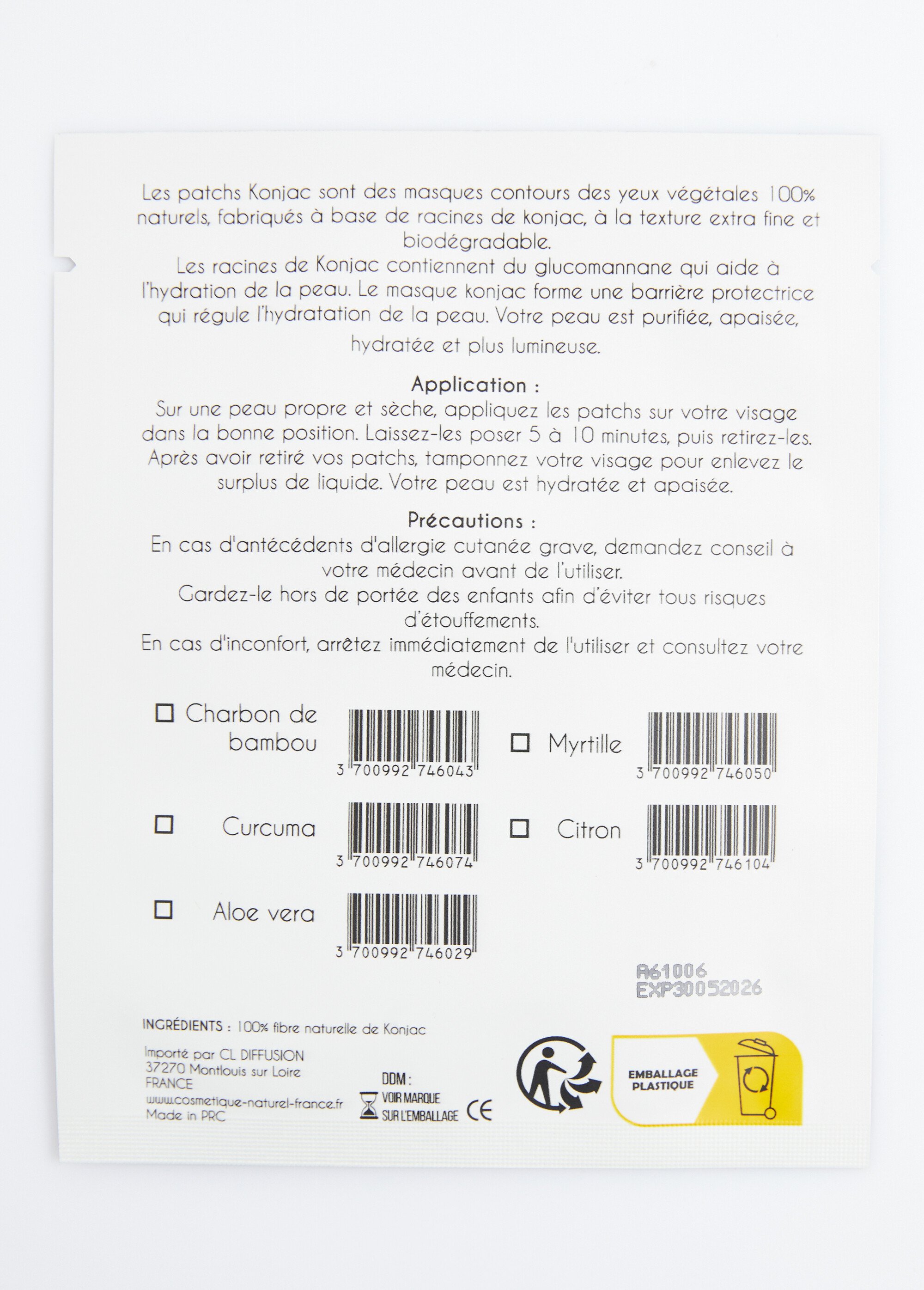 Patchs contours des yeux konjac-myrtille Blanc COSPATCHSYEUX DE1
