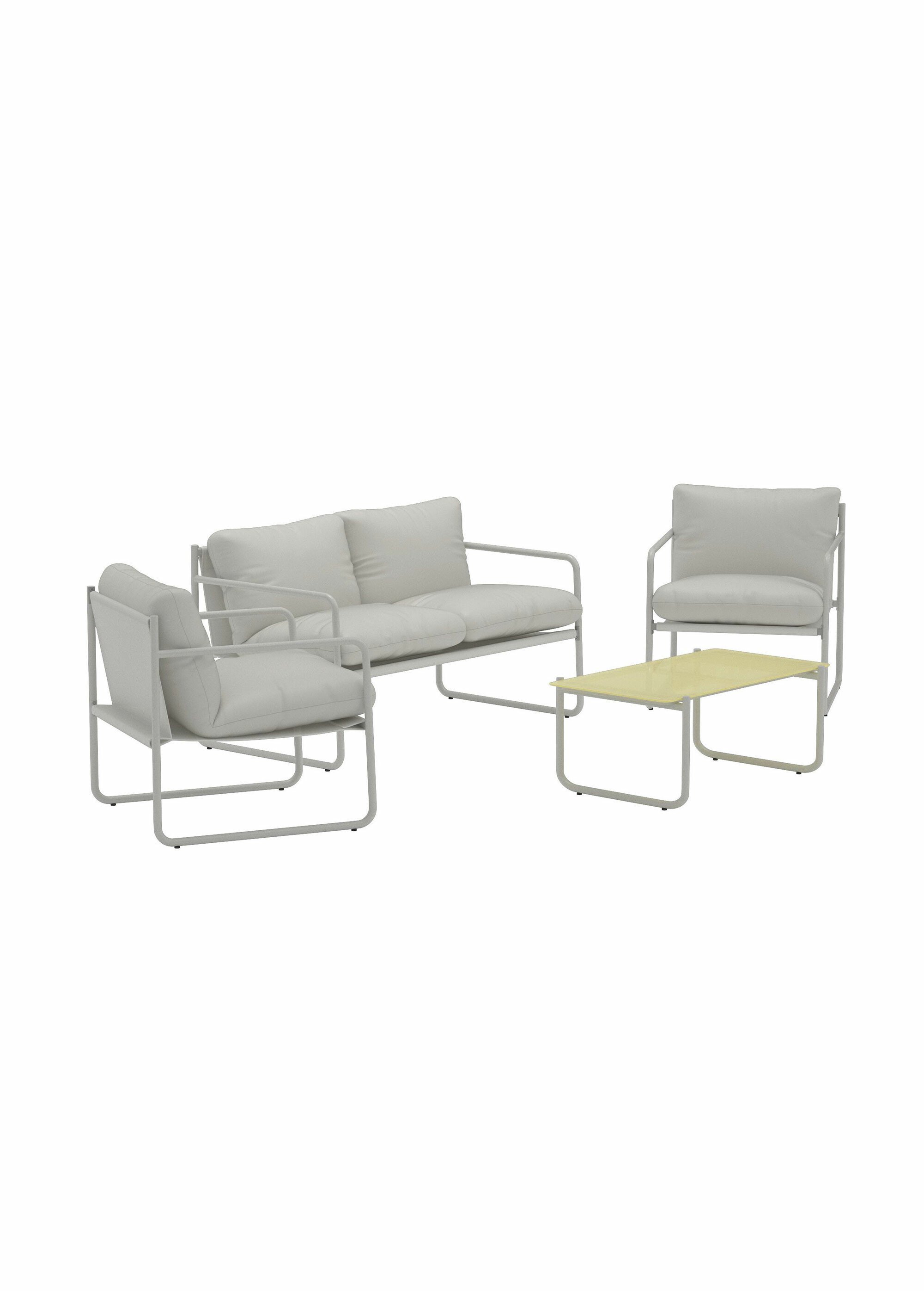 Set Canapé 2 places + Fauteuils + Table GRIS VEN-9904-222 FA1