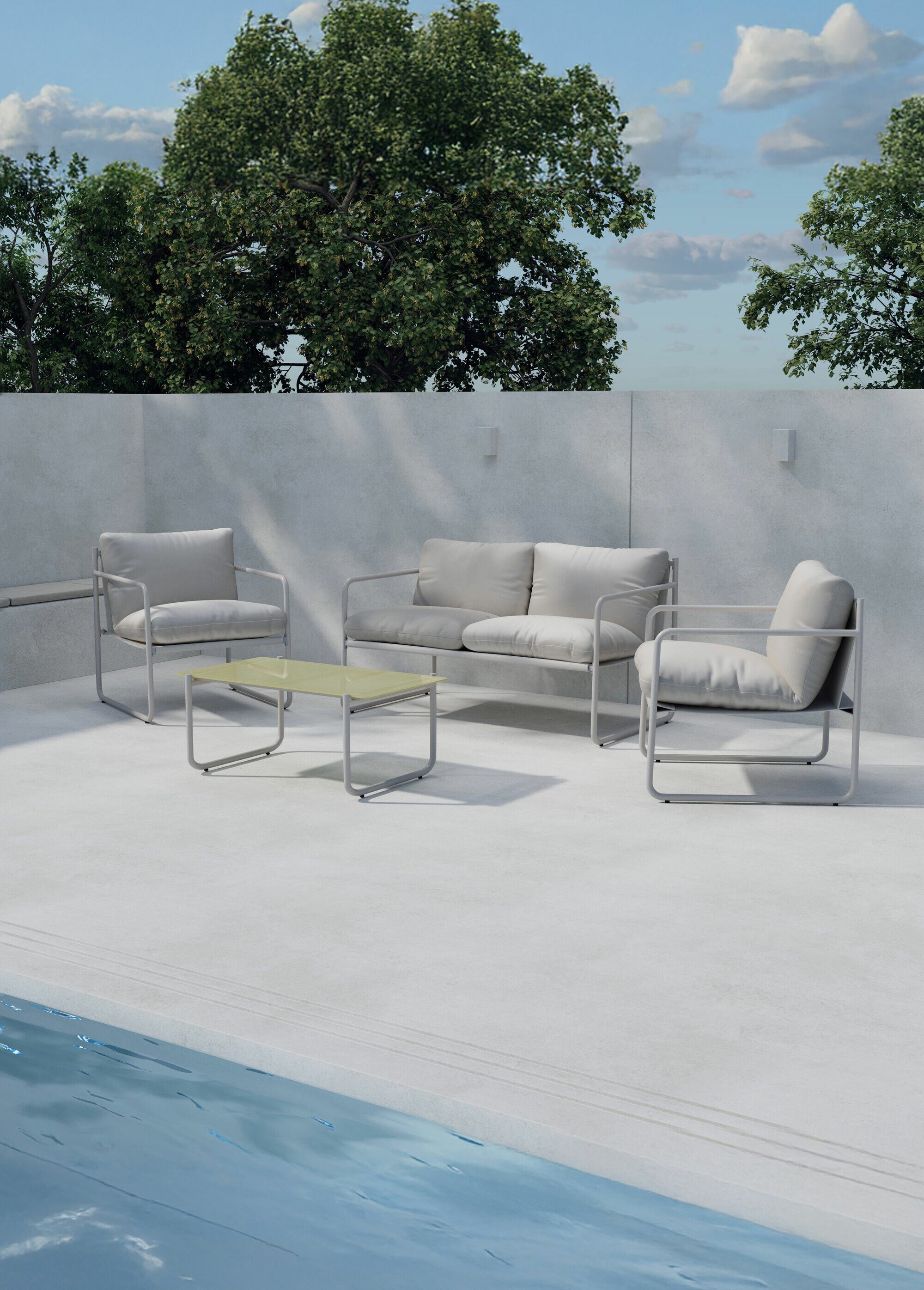 Set Canapé 2 places + Fauteuils + Table GRIS VEN-9904-222 SI1