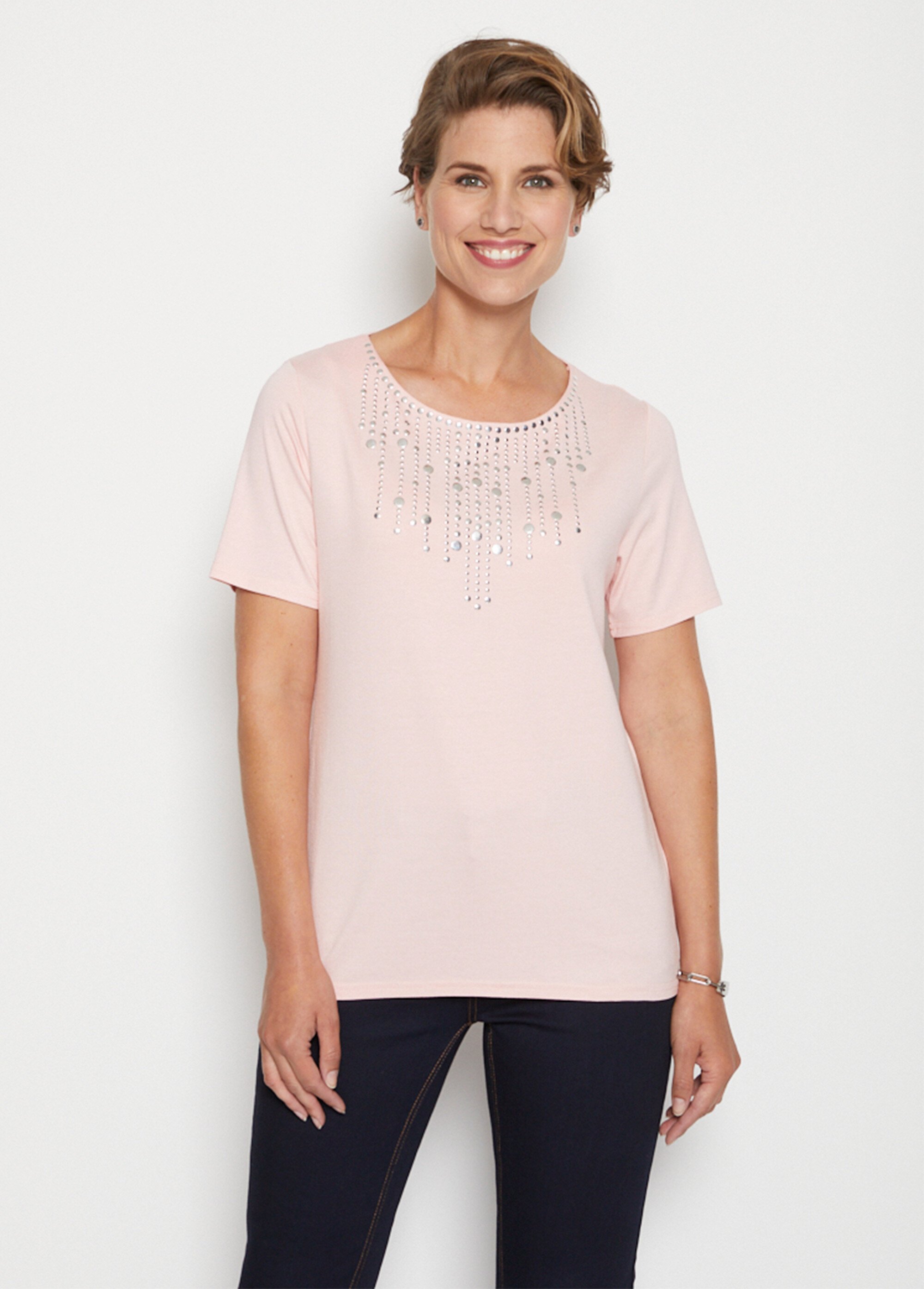 T-shirt manches courtes clouté fantaisie