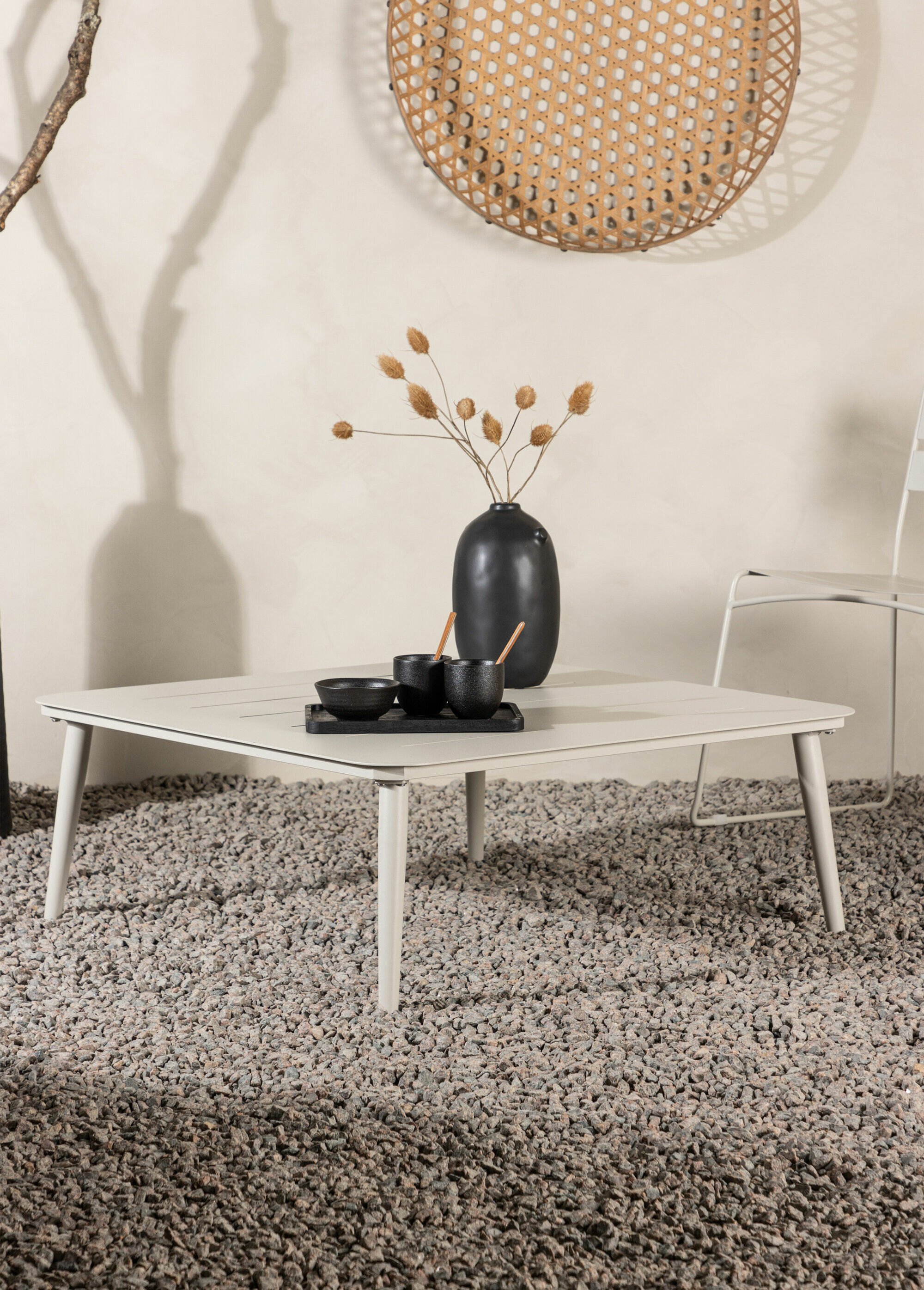 Table basse carrée, aluminium rainuré BEIGE VEN-6982-102 SI1