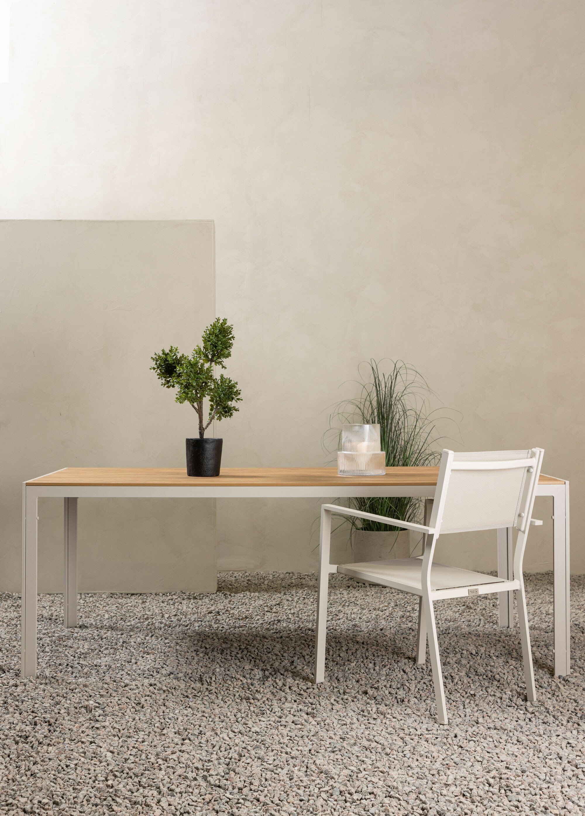 Table de jardin aluminium, dessus teck BEIGE VEN-4143-402 SI1