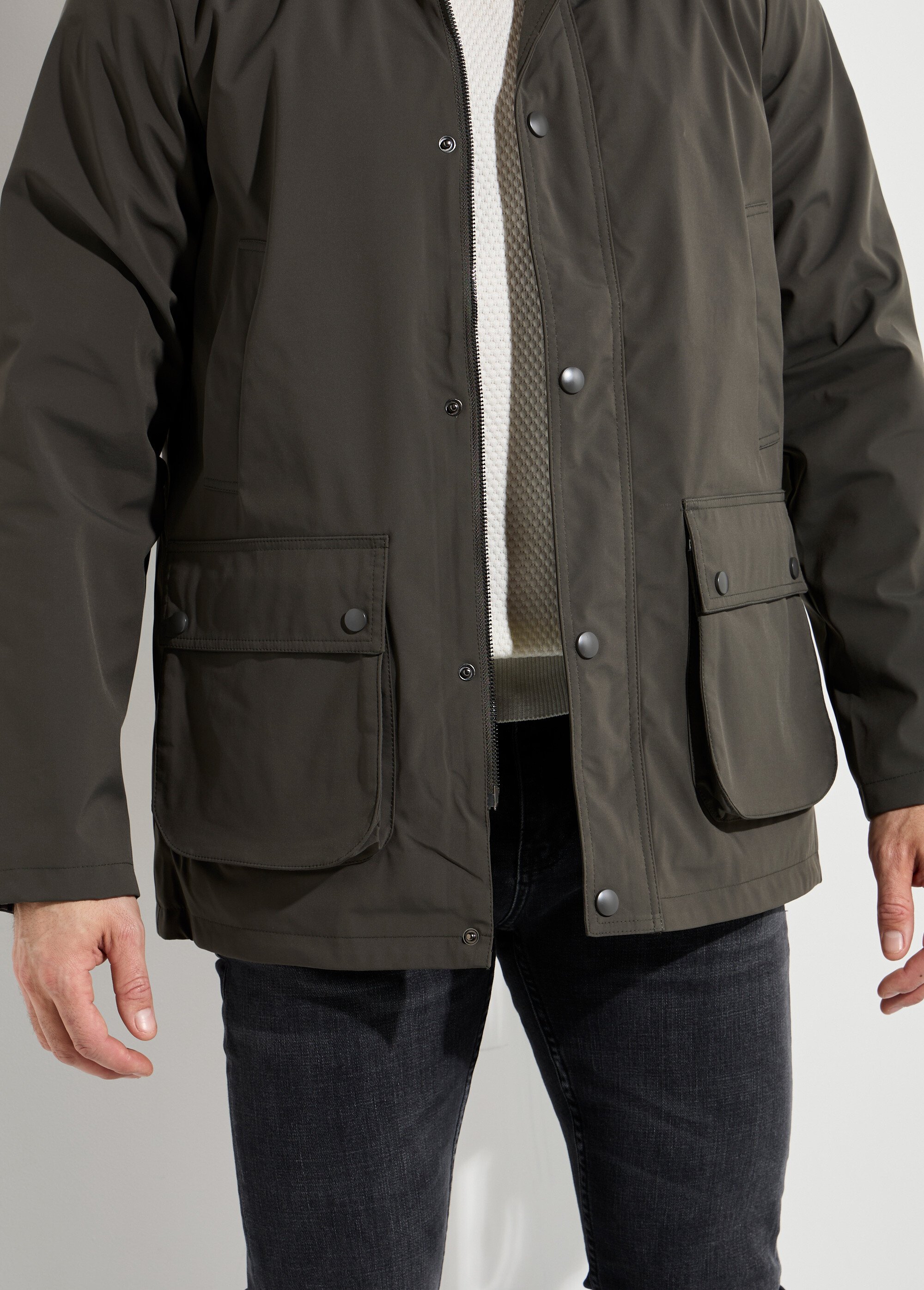 Veste déperlante avec col en velours Homme Vert LAU6076 DE1