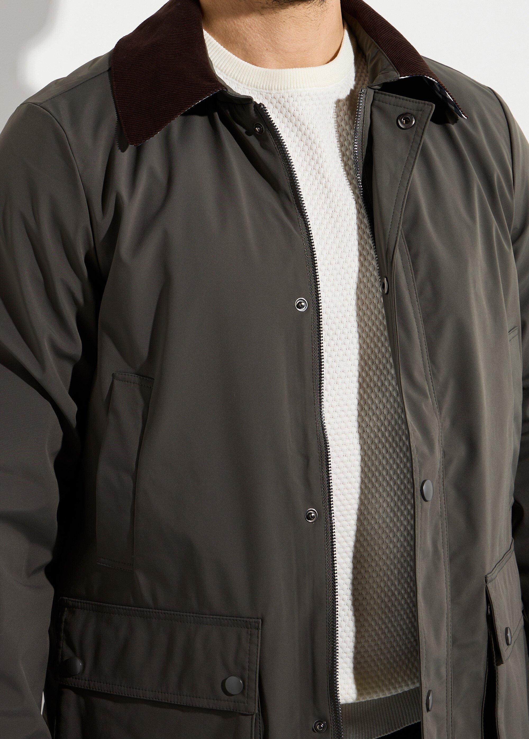 Veste déperlante avec col en velours Homme Vert LAU6076 DE2