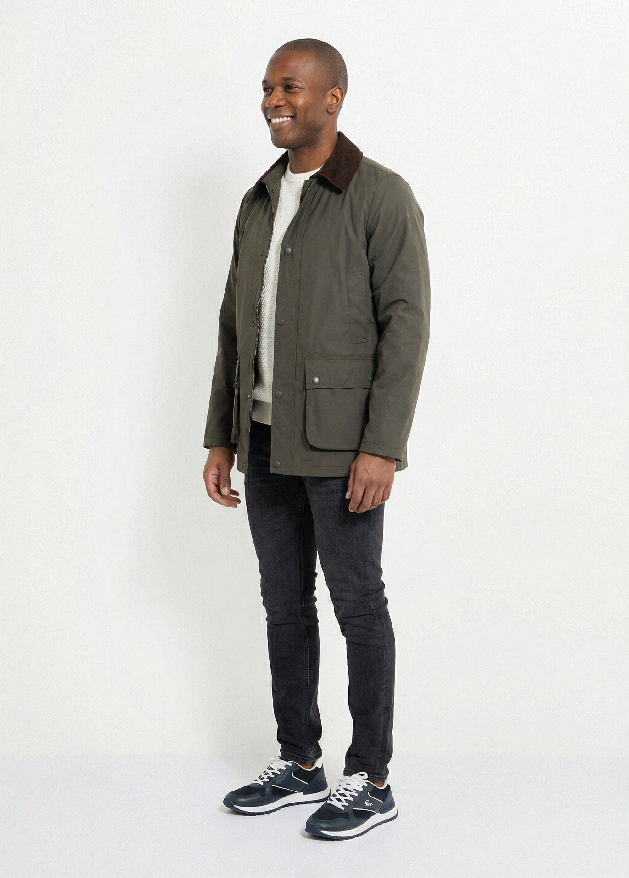 Veste déperlante avec col en velours Homme Vert LAU6076 SF1
