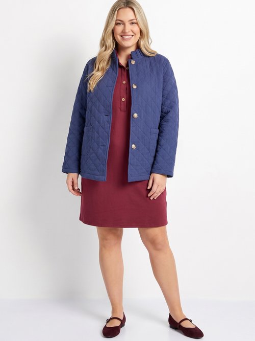 Veste gaze coton matelassée, col plissé Femme Grande Taille Bleu MA-M1781-2967 SI1