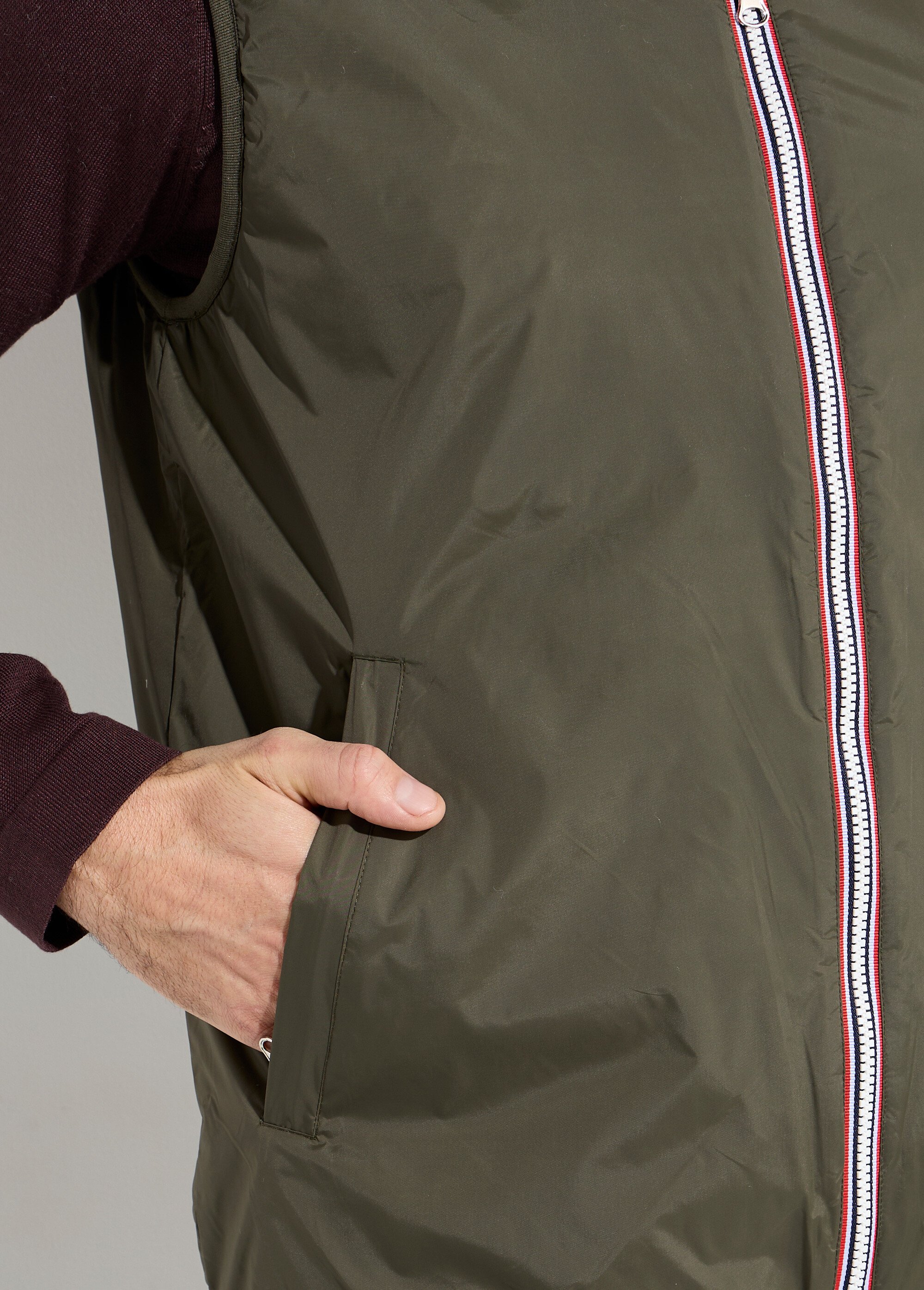 Blouson sans manches déperlant fourré Homme Vert LAU6045 DE1