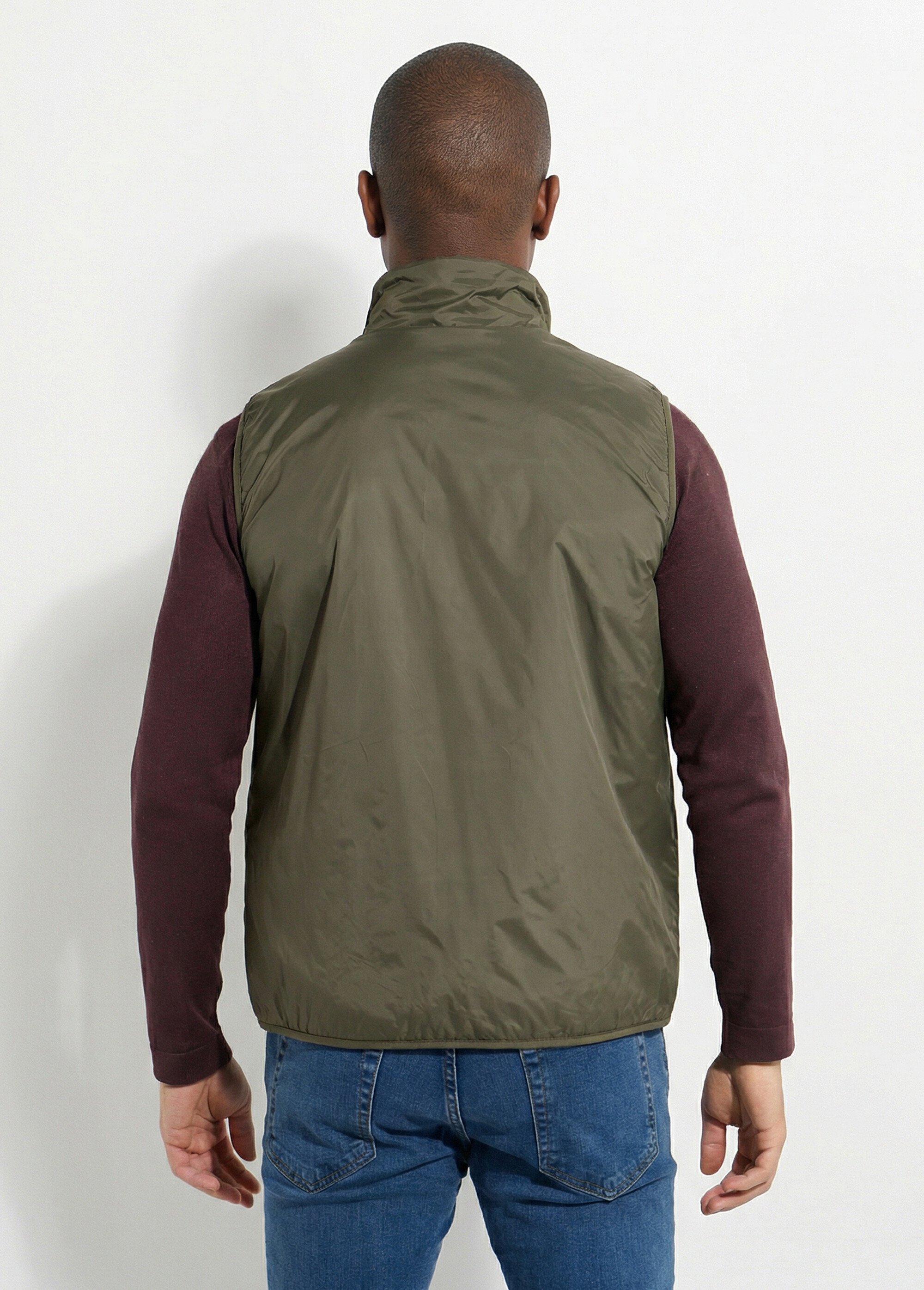 Blouson sans manches déperlant fourré Homme Vert LAU6045 DO1