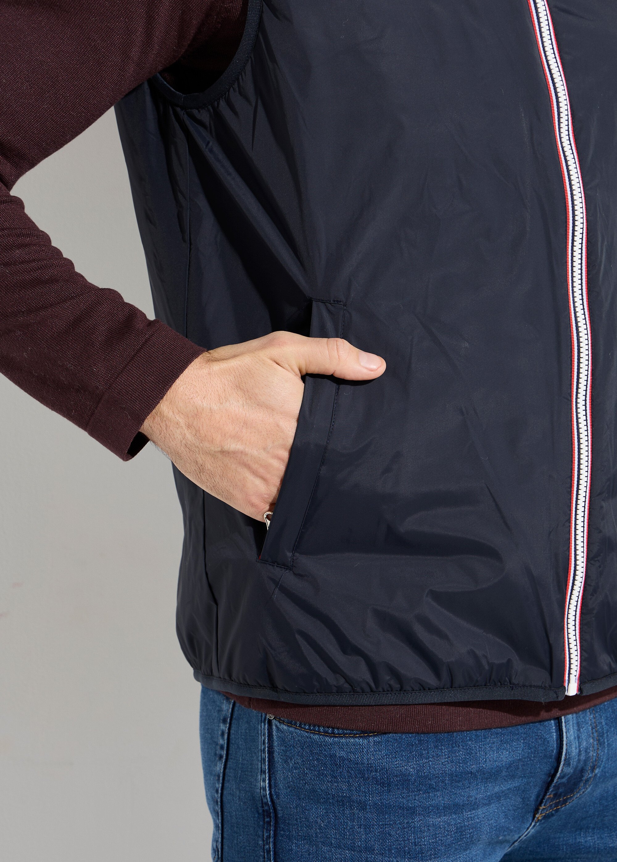 Blouson sans manches déperlant fourré Homme Bleu LAU6045 DE1