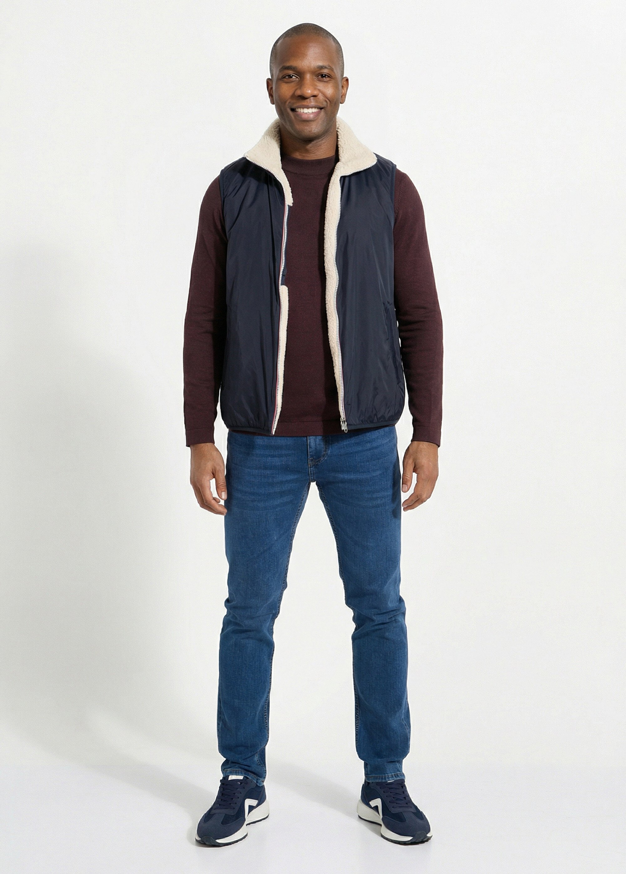 Blouson sans manches déperlant fourré Homme Bleu LAU6045 SF1