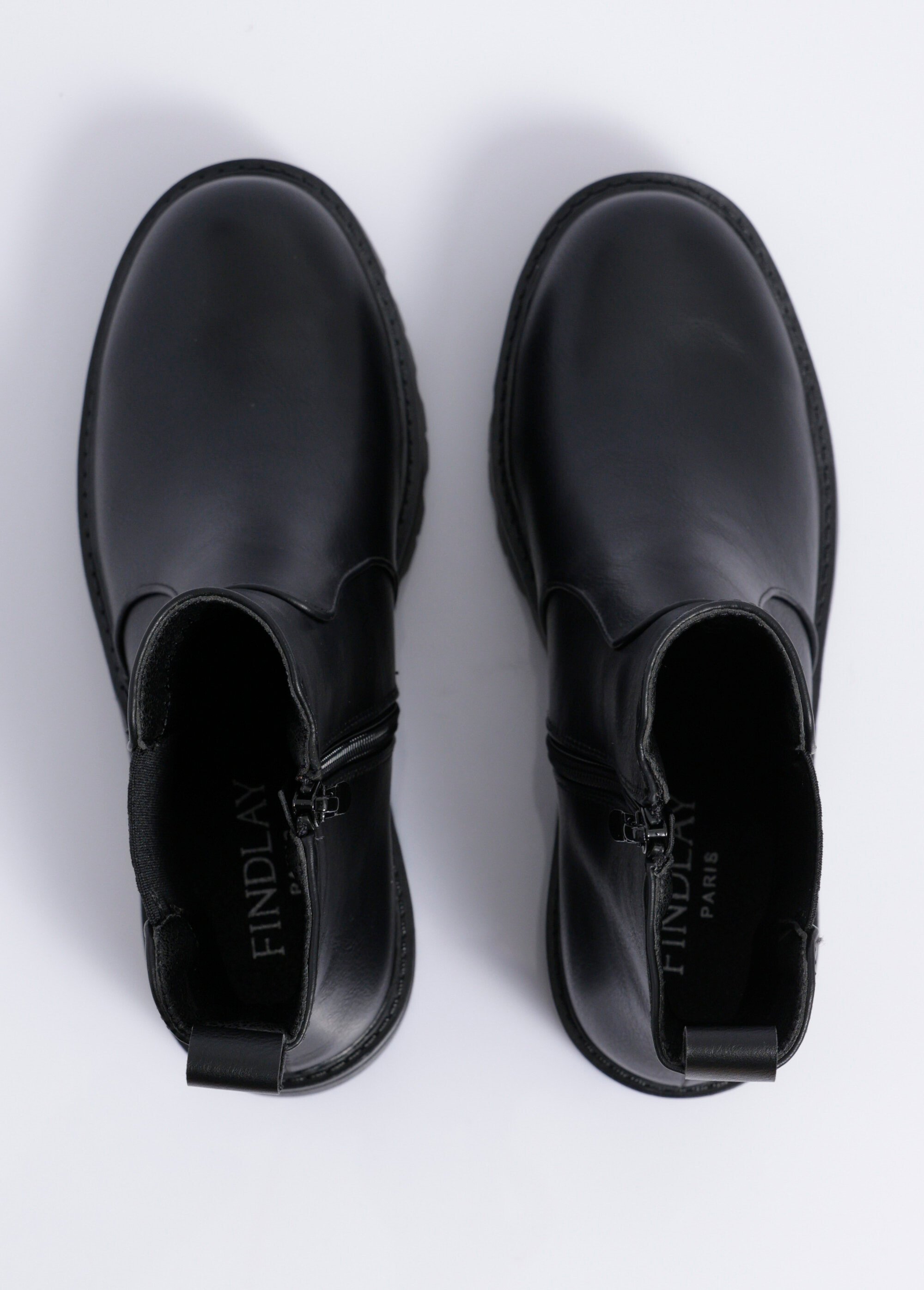 Boots style creepers avec détail léopard Femme Noir COVY2275 OV1