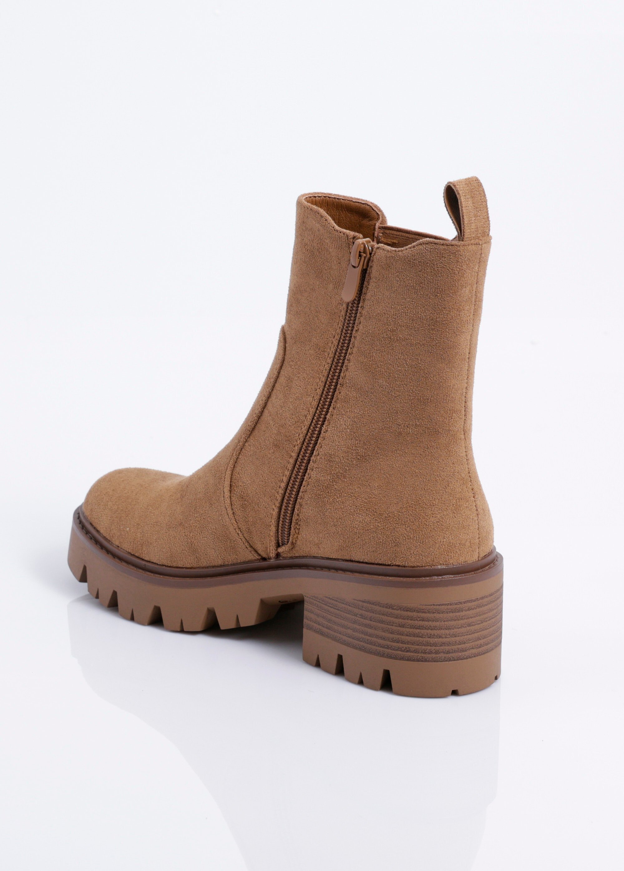 Boots style creepers avec détail léopard Femme Marron COVY2275 DO1