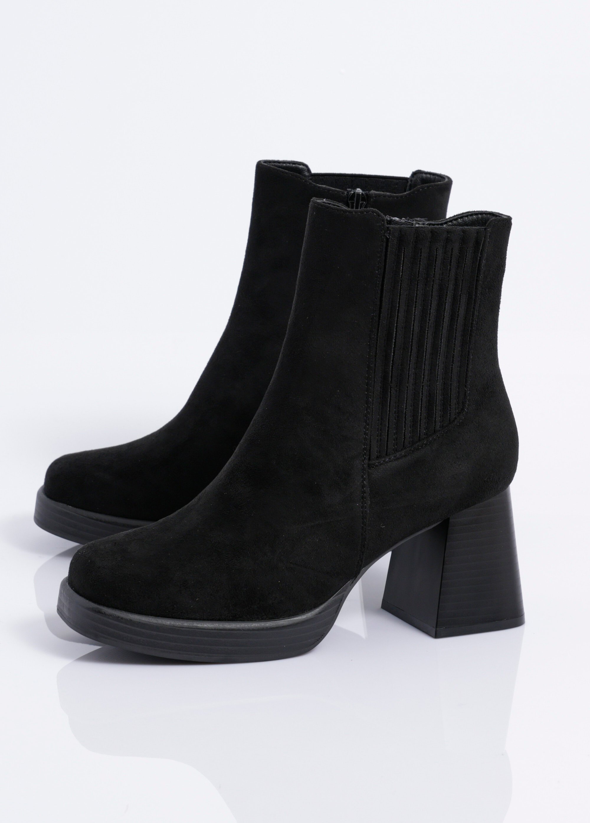 Bottines compensées suédine, talon haut Femme Noir COVY2351 DE1