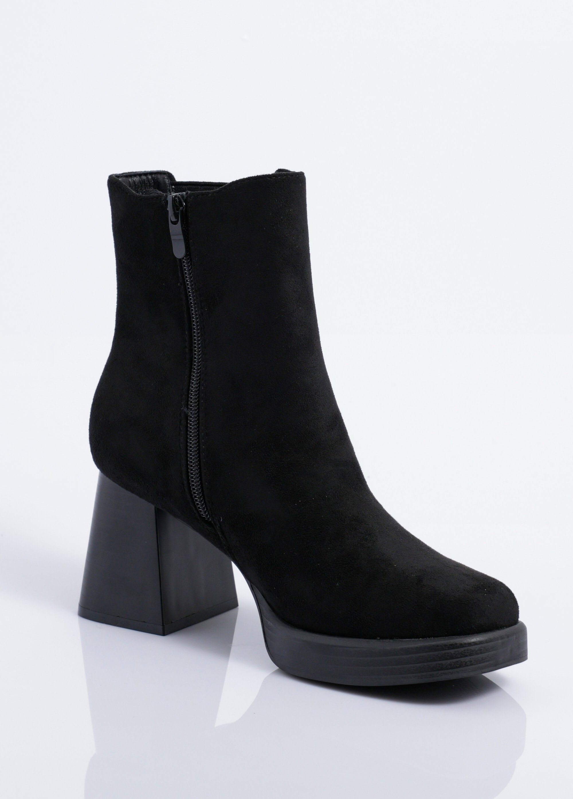 Bottines compensées suédine, talon haut Femme Noir COVY2351 DE2