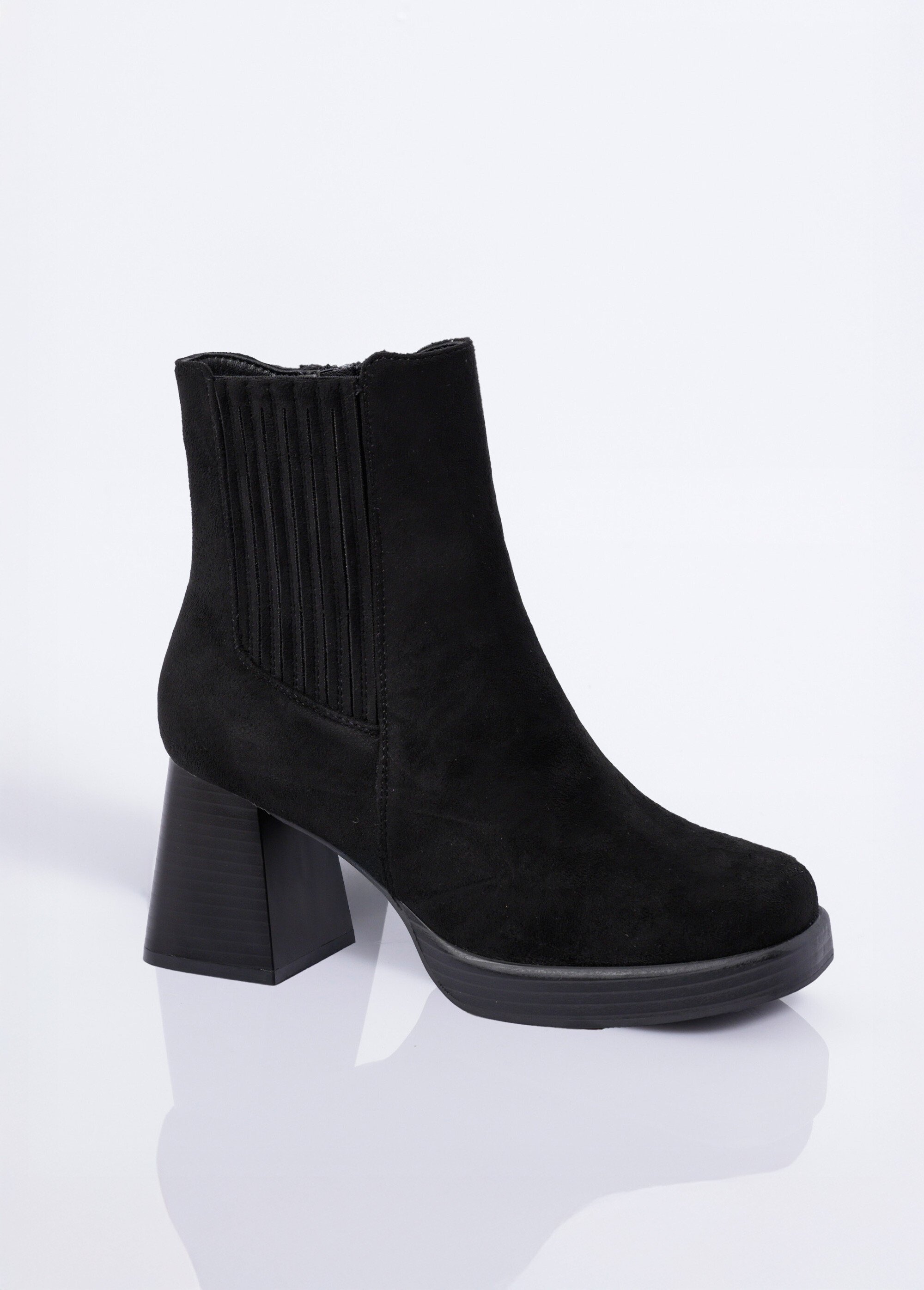 Bottines compensées suédine, talon haut Femme Noir COVY2351 FA1