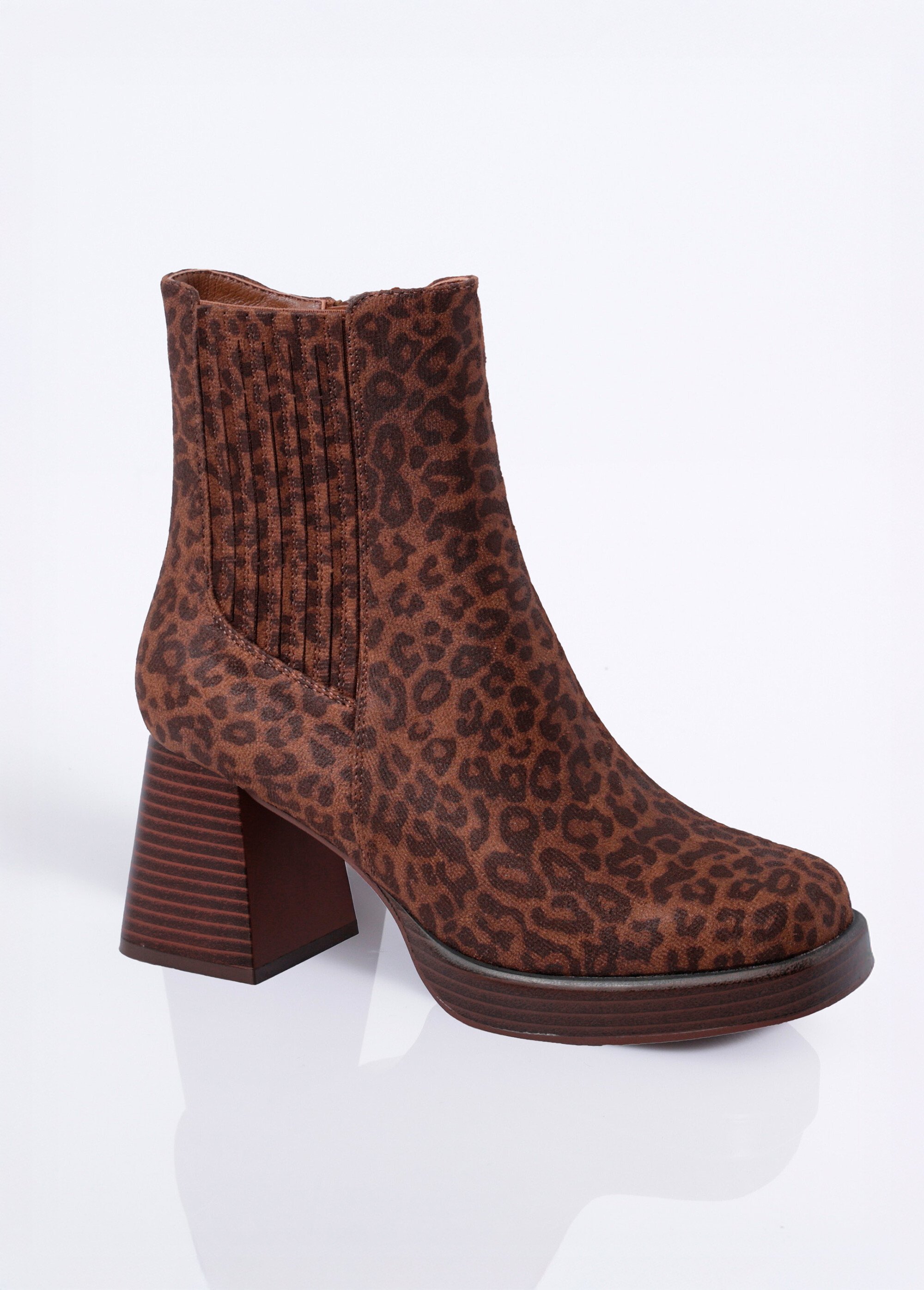 Bottines compensées suédine, talon haut Femme Marron COVY2351 FA1