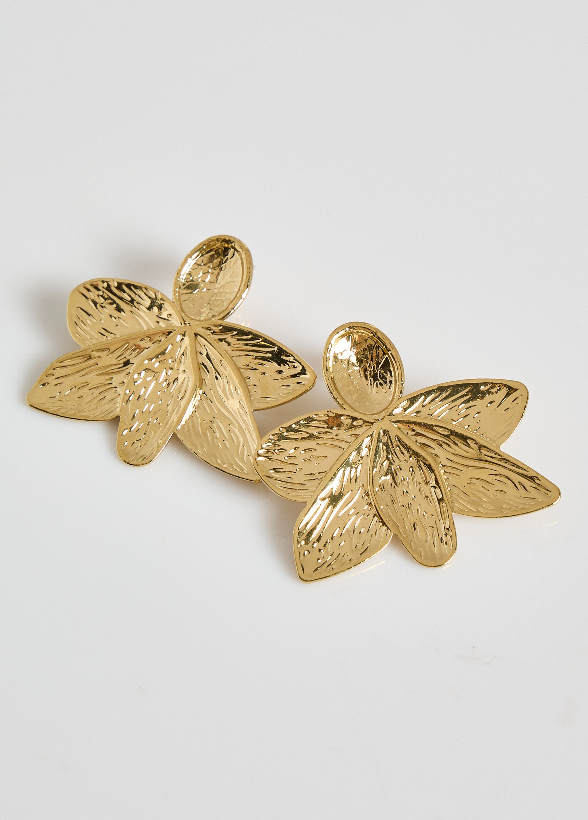 Boucles d'oreilles fleurs en acier inox Doré L02-549 DE1