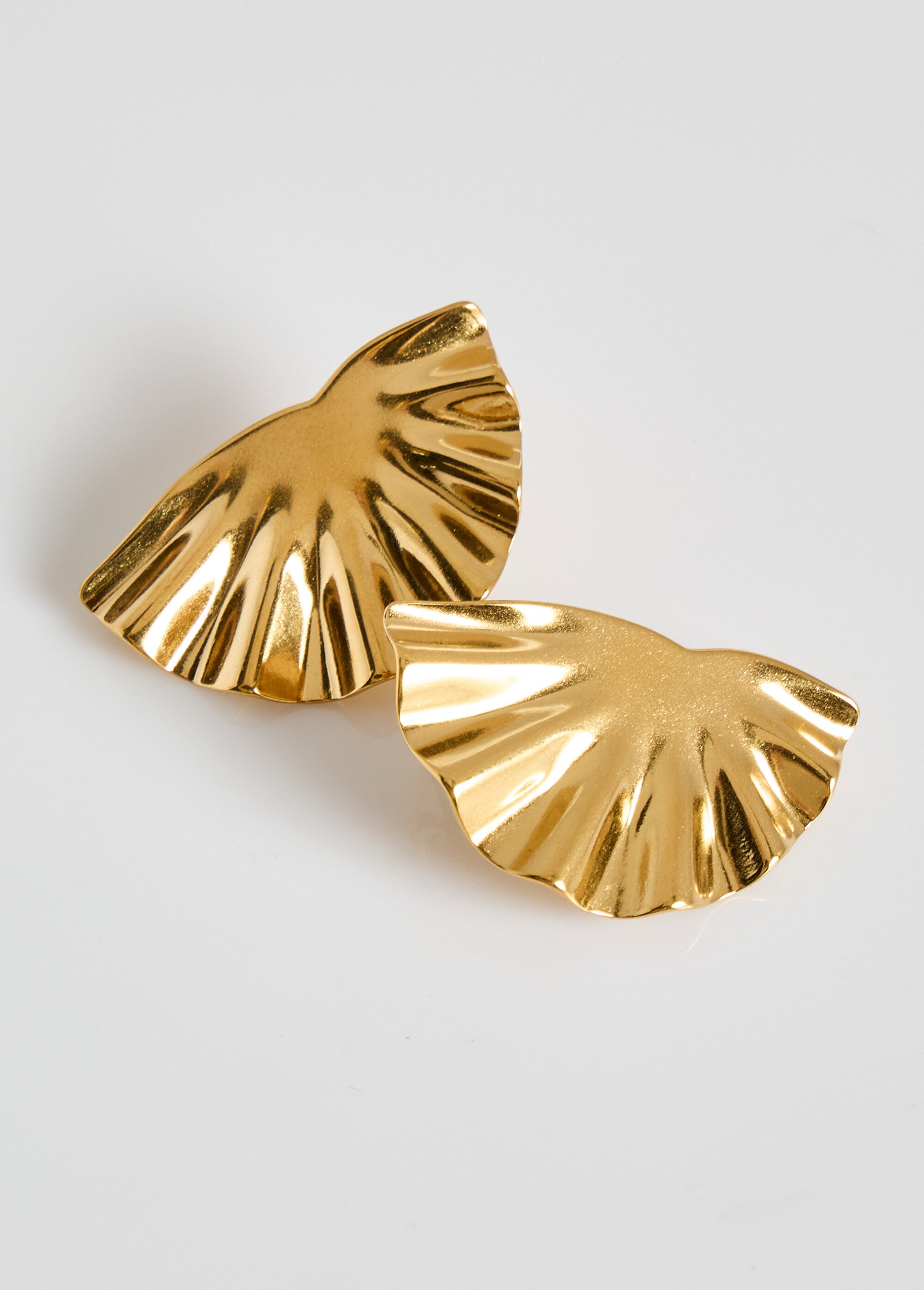 Boucles d'oreilles inox, demi éventail