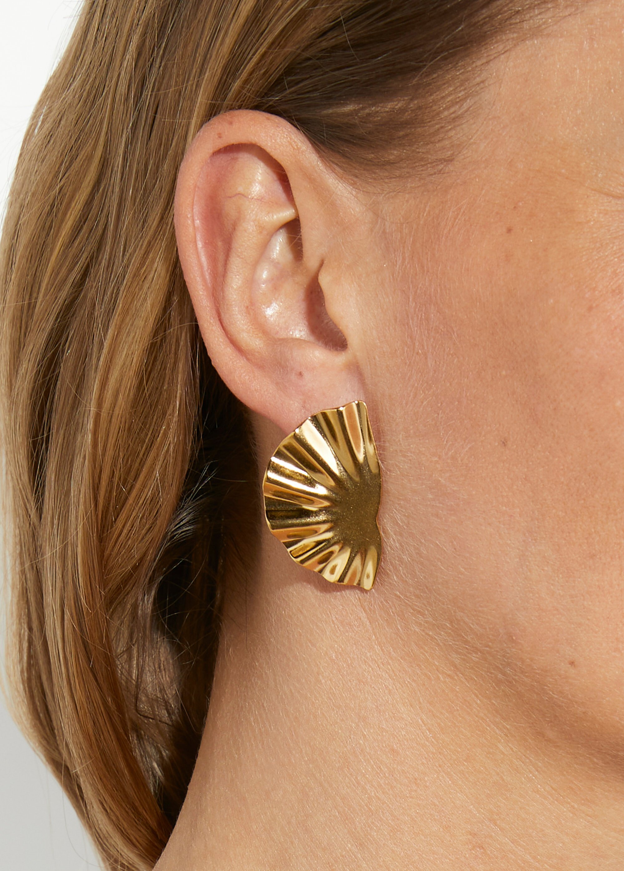 Boucles d'oreilles inox, demi éventail