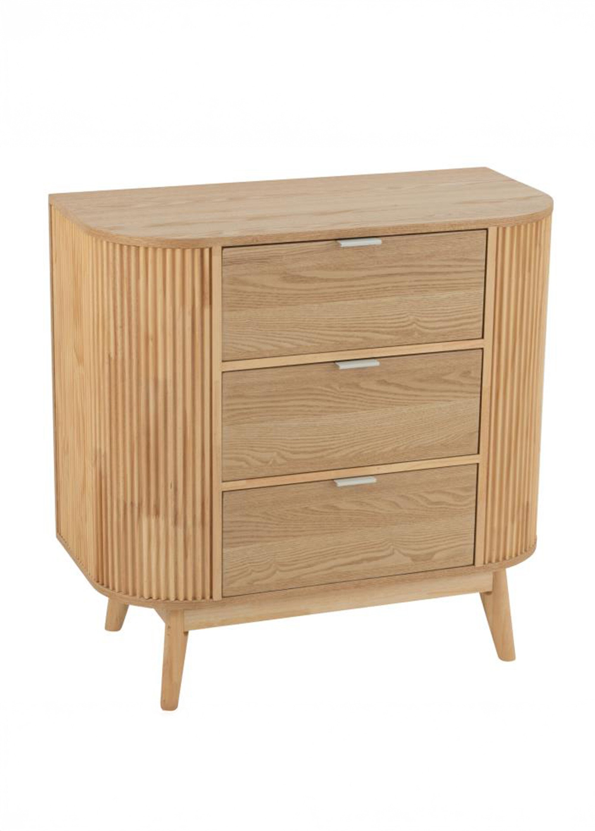 Buffet en bois rainuré, 3 tiroirs