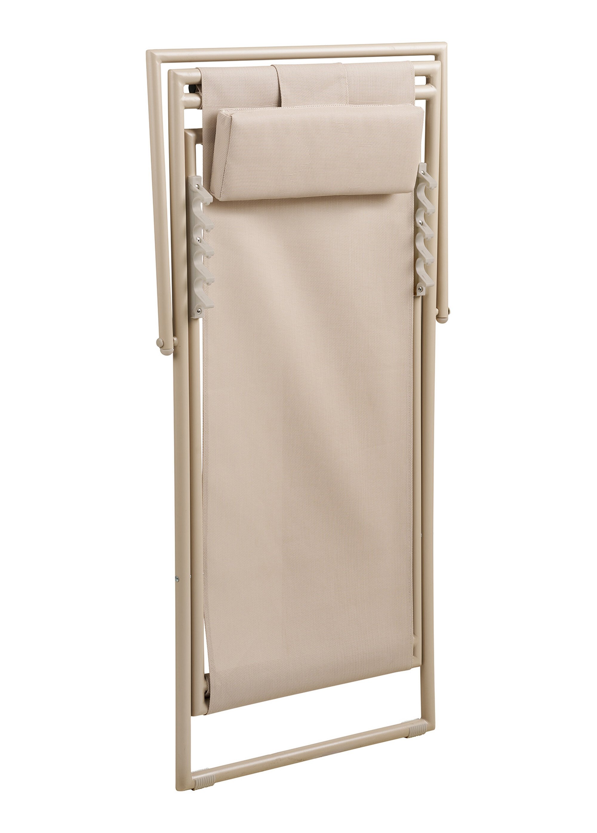 Chaise transat pliante avec repose-tête MARRON HN-7101015 DE2