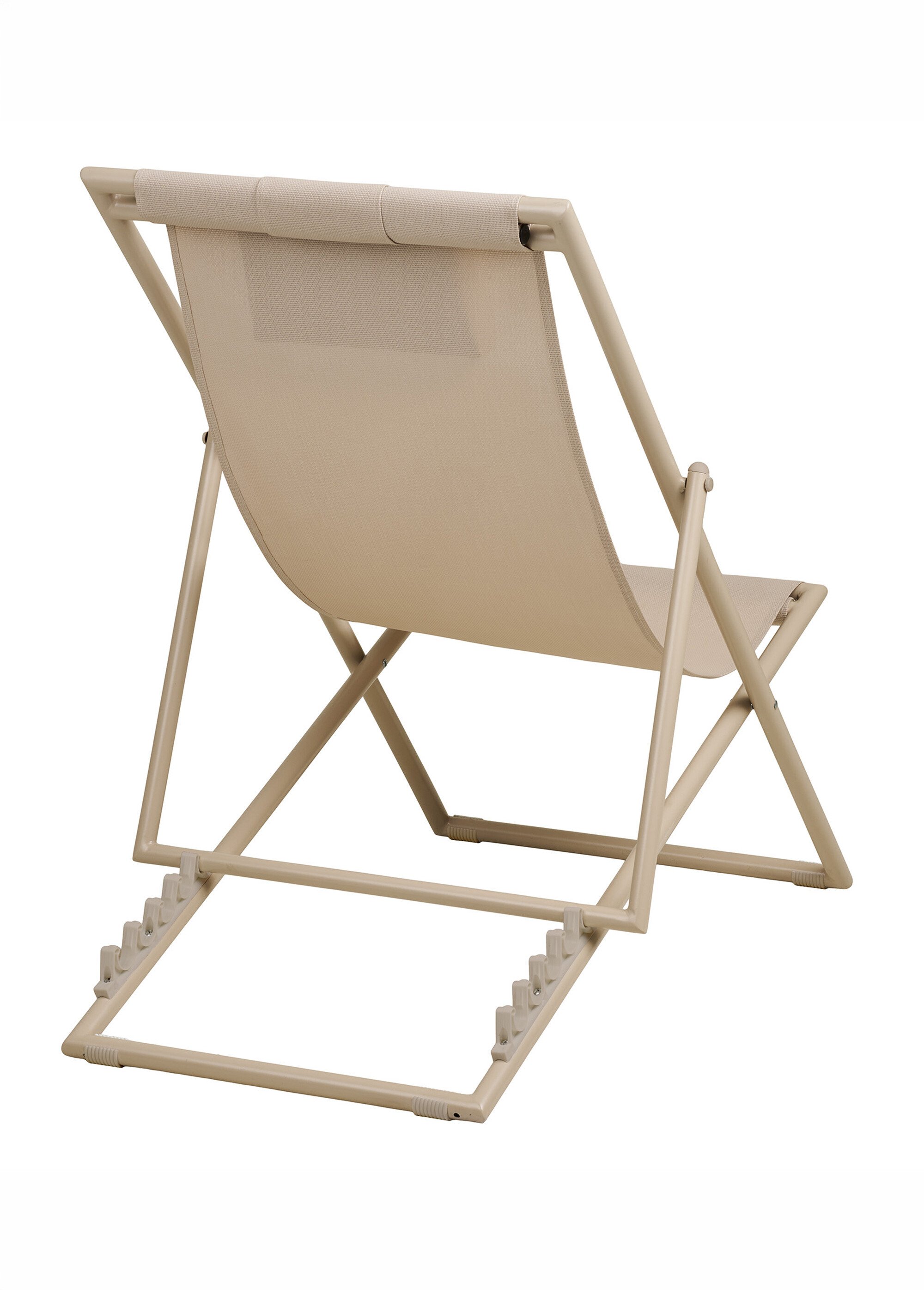 Chaise transat pliante avec repose-tête MARRON HN-7101015 DO1