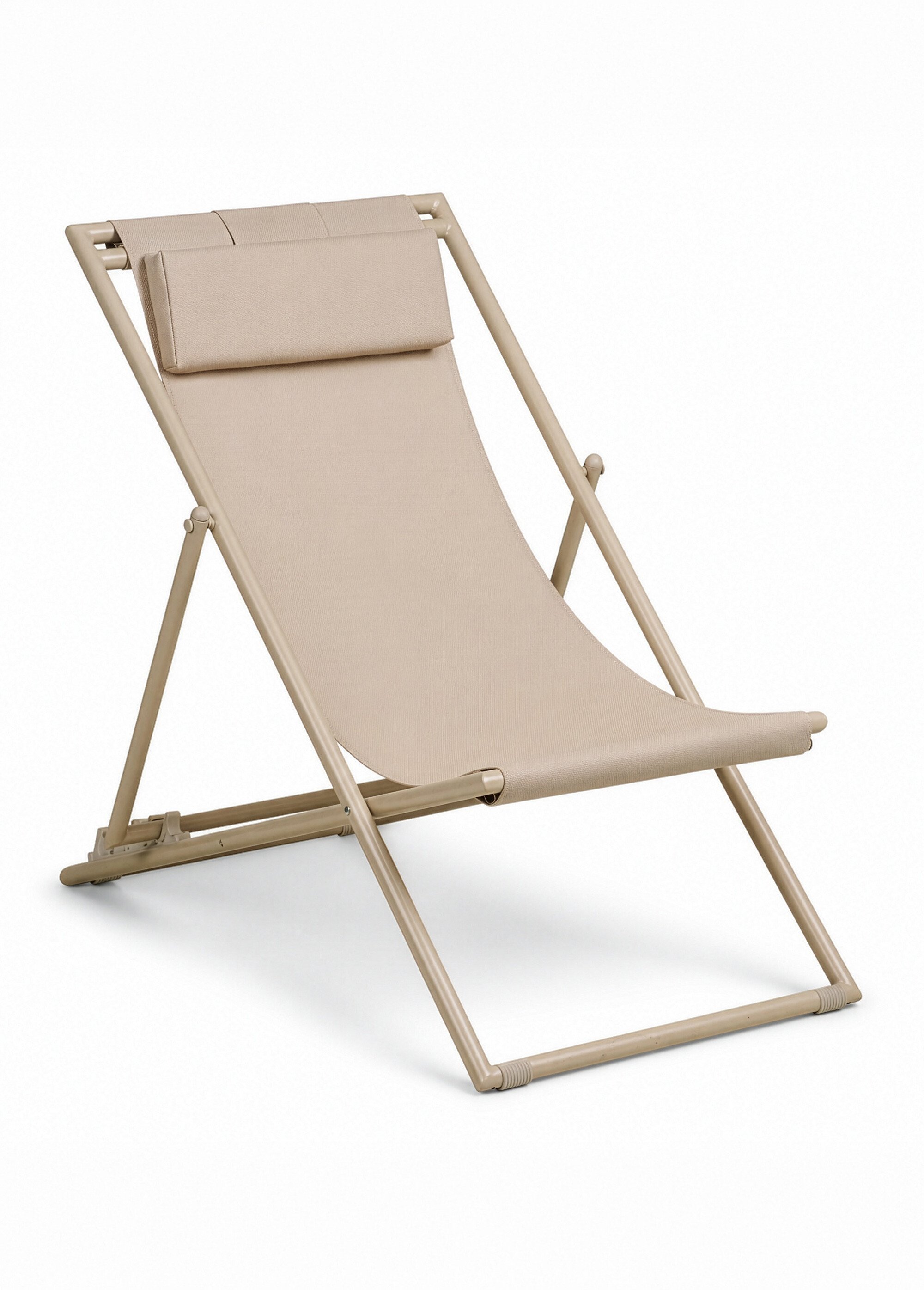 Chaise transat pliante avec repose-tête MARRON HN-7101015 FA1