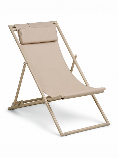 Chaise transat pliante avec repose-tête MARRON HN-7101015 FA1