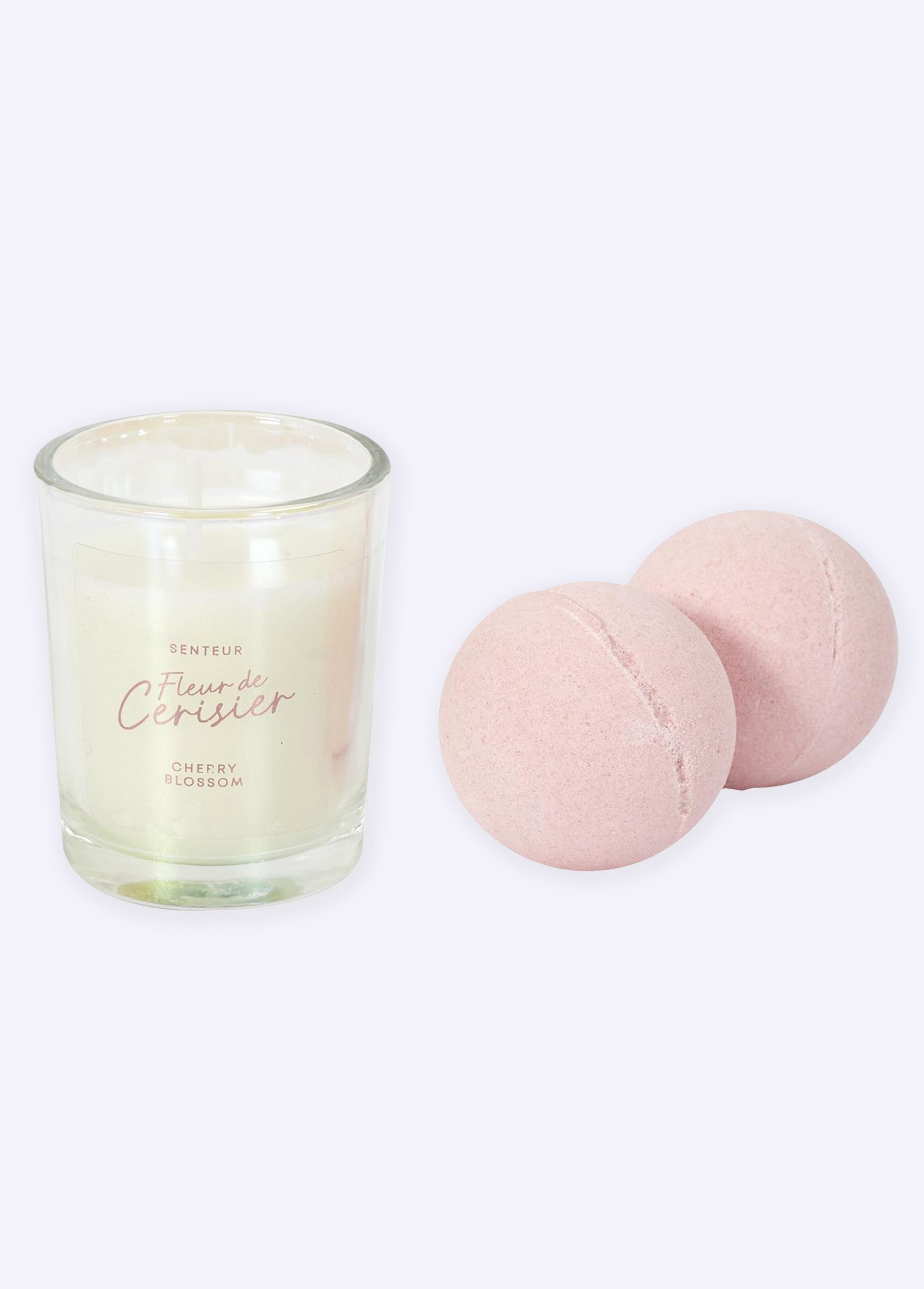 Coffret cadeau bougie + 2 bombes de bain Rose CMP-SC0574 FA1