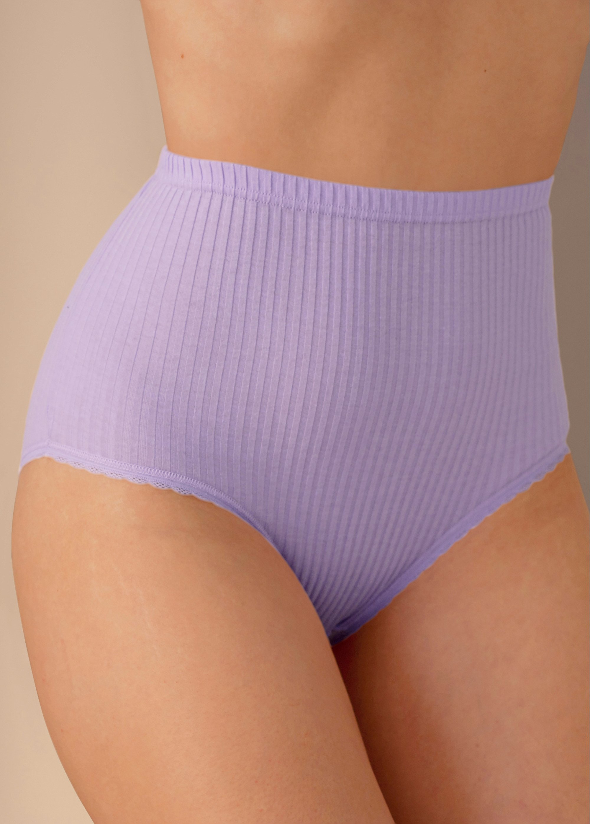 Culotte taille haute coton - lot de 4 Femme Violet DEBORAH FA4