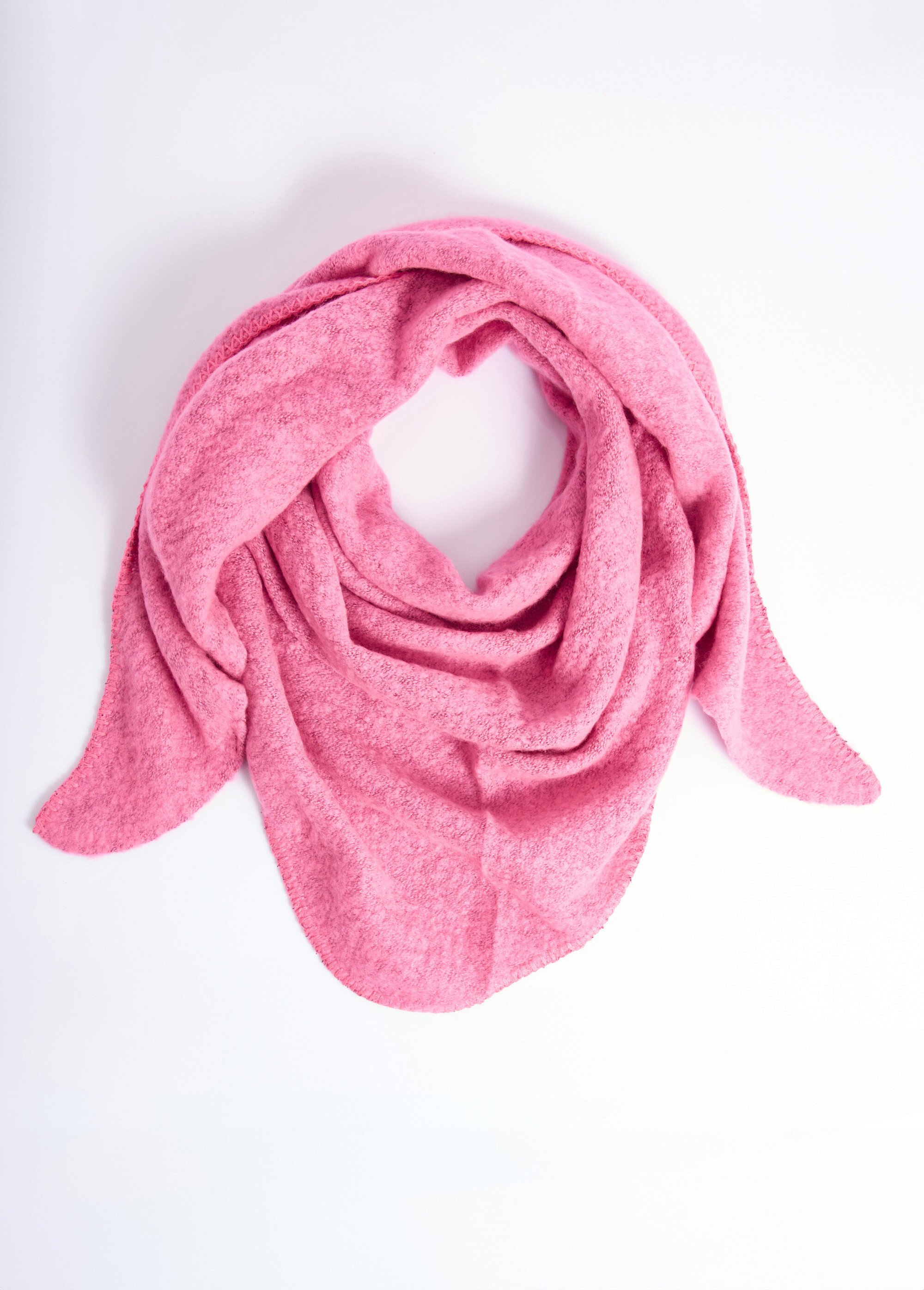 Echarpe triangle maille douce et chaude Femme Rose NES180LSW2514 FA1