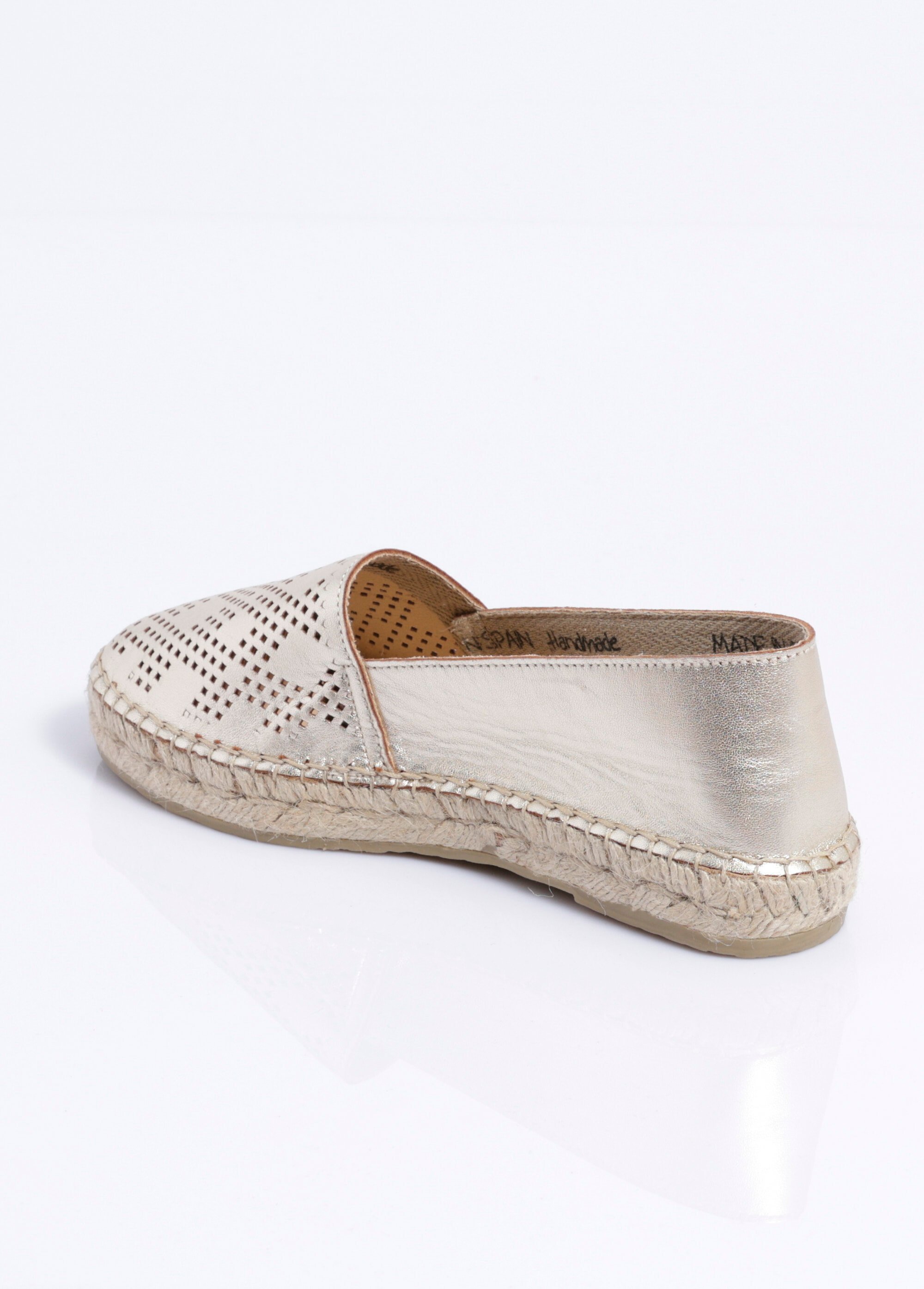 Espadrilles plates cuir perforé semelles corde