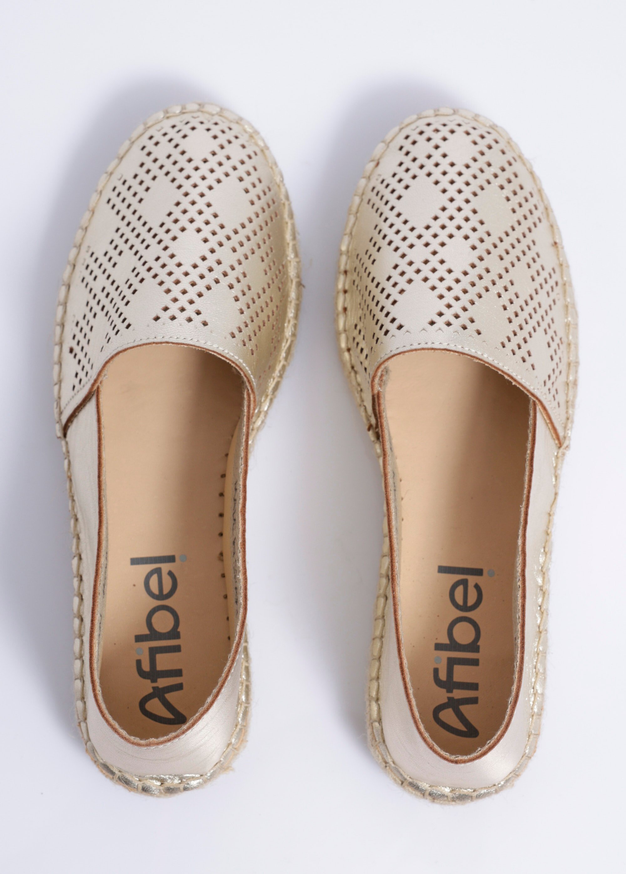 Espadrilles plates cuir perforé semelles corde Femme Doré ORABEL OV1