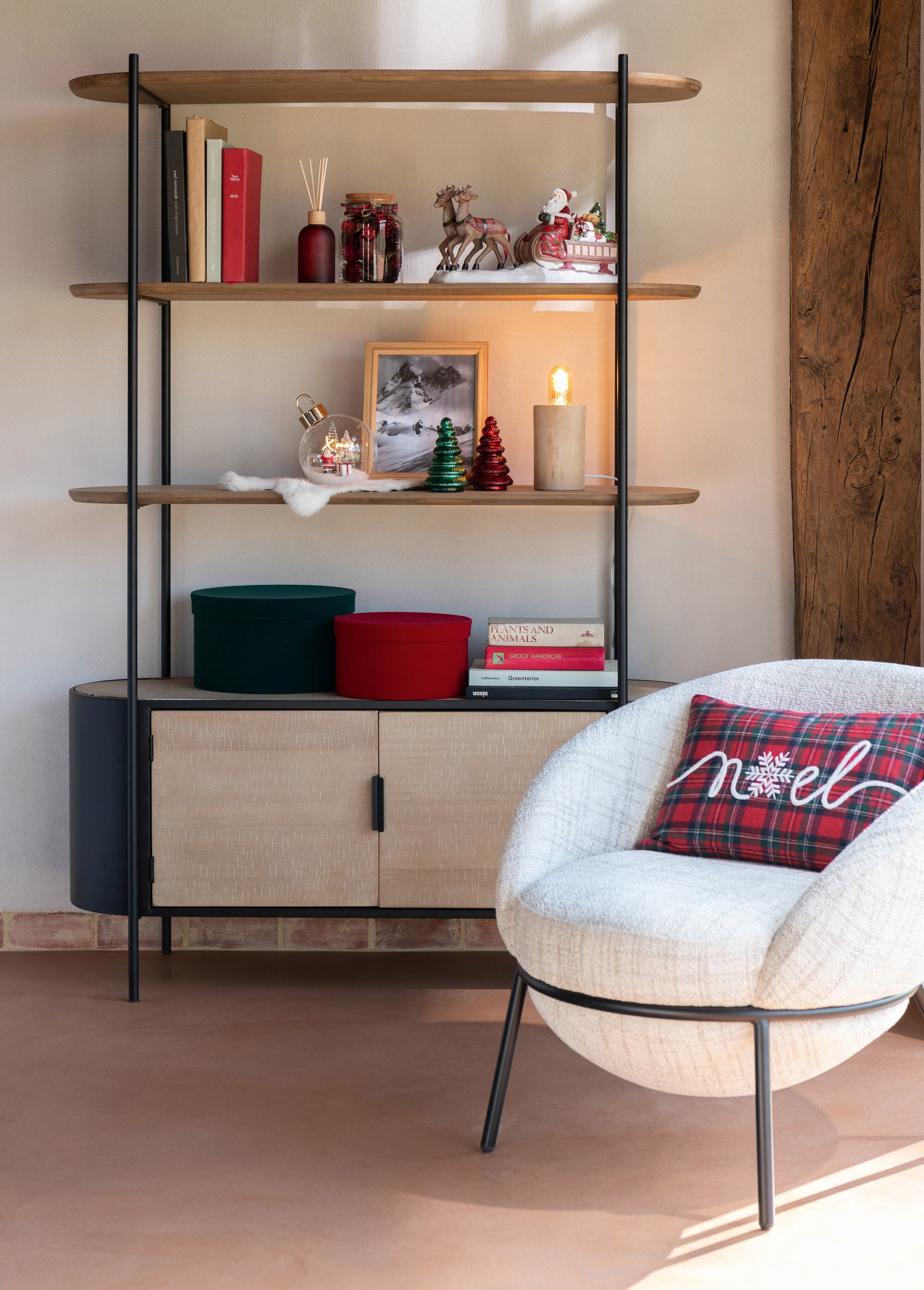 Etagère ovale chic métal et bois BEIGE JP-57584 SI1