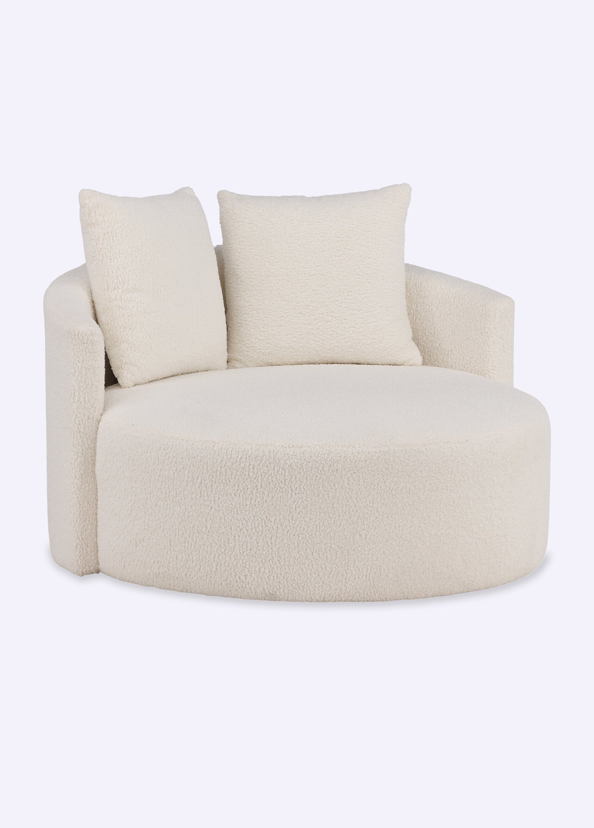 Fauteuil large rond façon cocooning BLANC VEN-15560-060 FA1