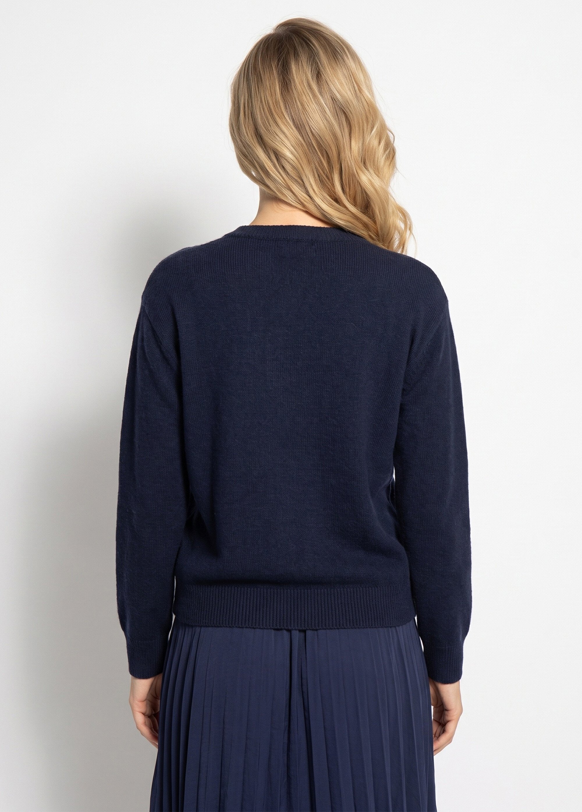 Gilet avec détails nœud perles de rocaille Femme Bleu MA-603109 DO1