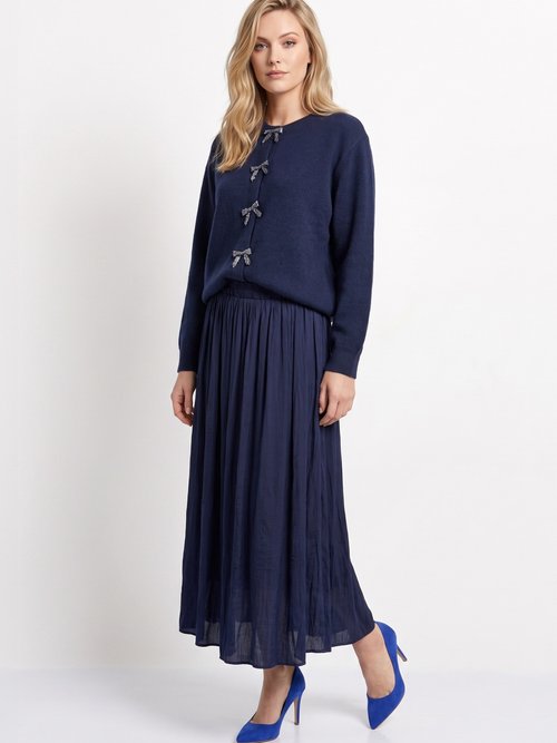 Gilet avec détails nœud perles de rocaille Femme Bleu MA-603109 SI1
