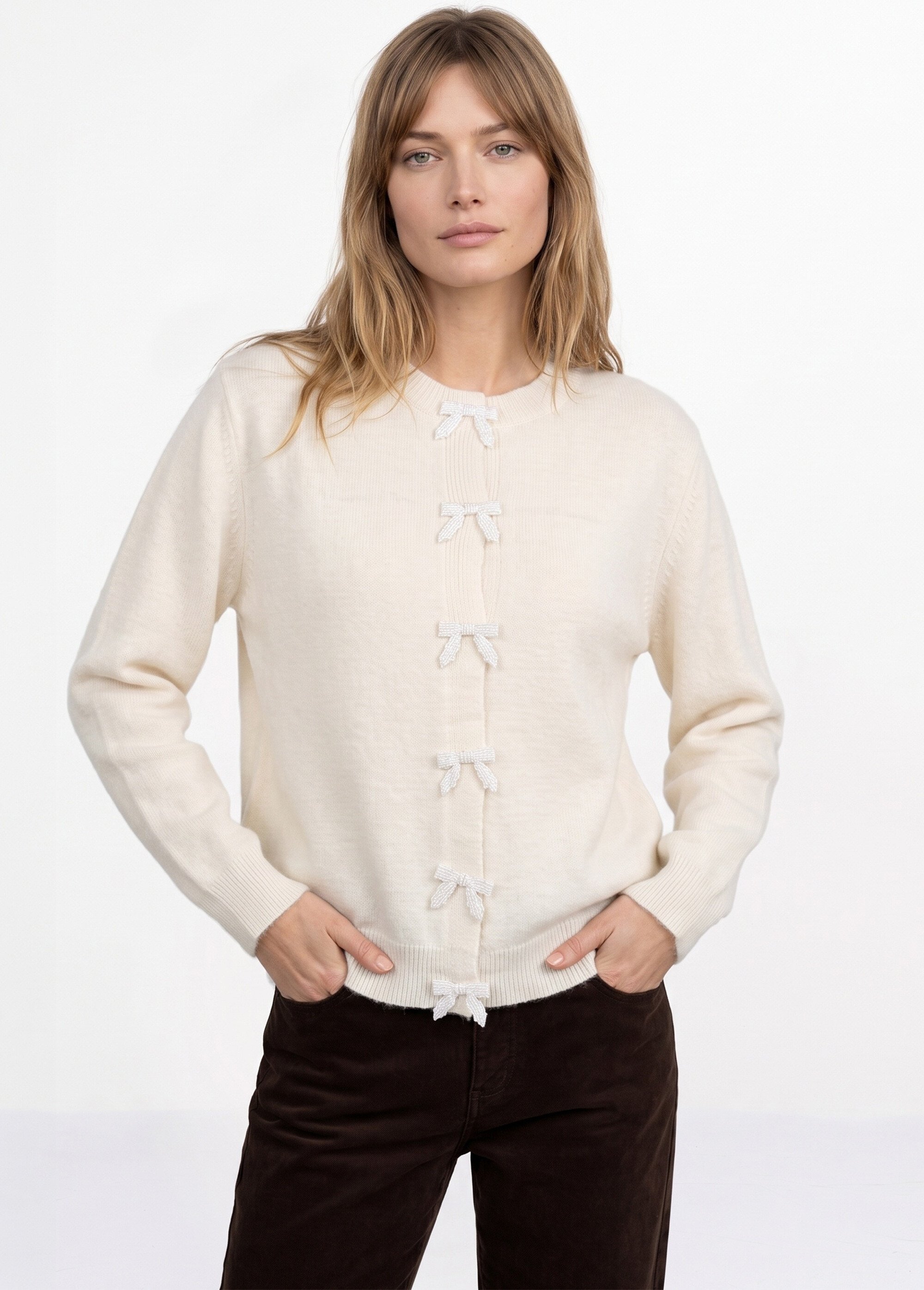Gilet avec détails nœud perles de rocaille