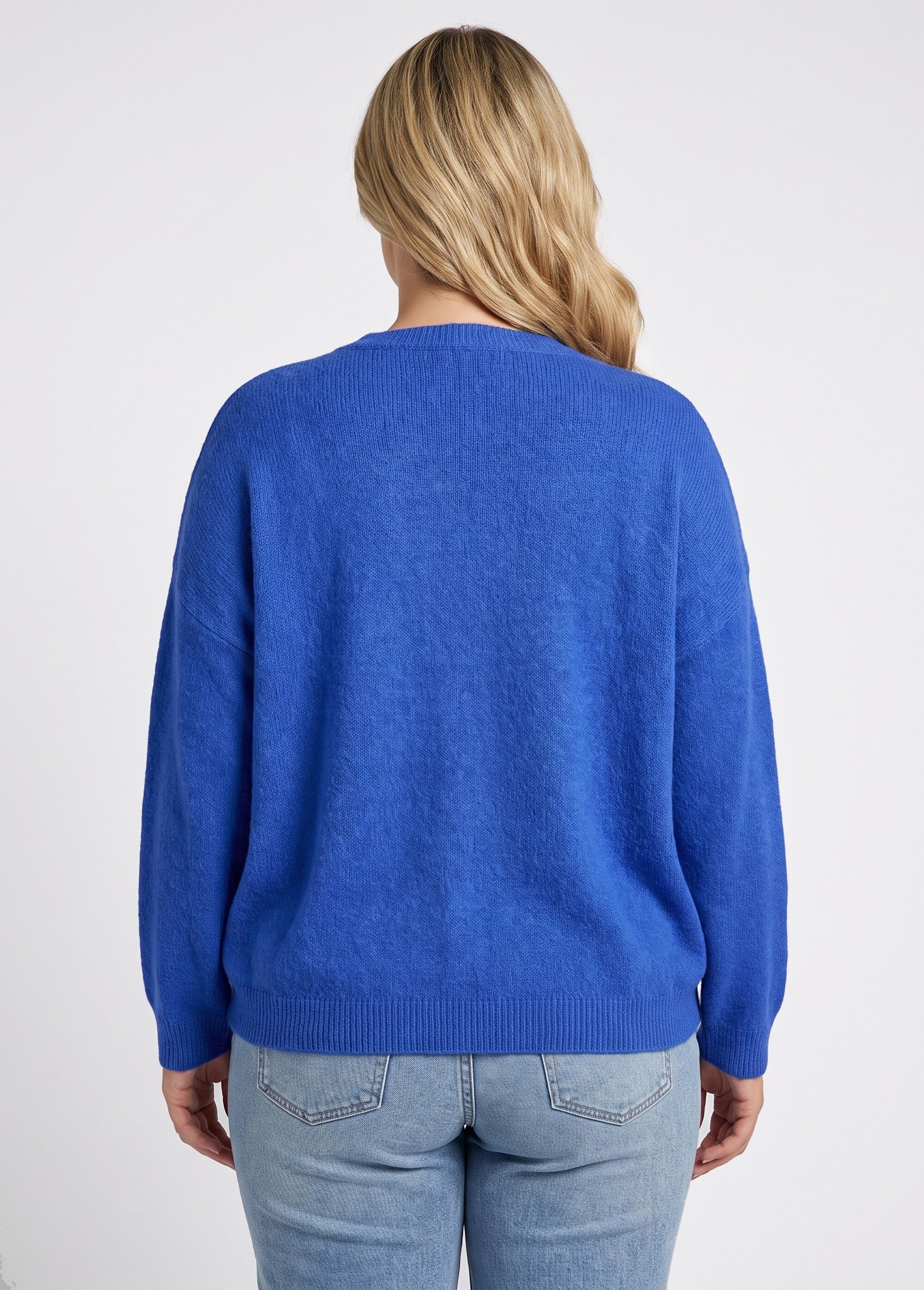 Gilet doux chaud tendance avec alpaga Femme Grande Taille Bleu MA-3179 DO1