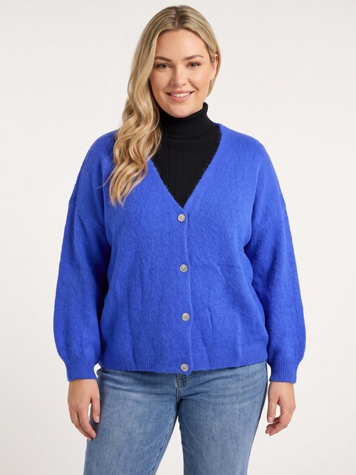 Gilet doux chaud tendance avec alpaga Femme Grande Taille Bleu MA-3179 FA1