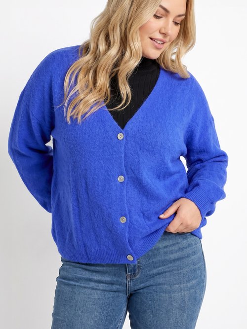 Gilet doux chaud tendance avec alpaga Femme Grande Taille Bleu MA-3179 MV1
