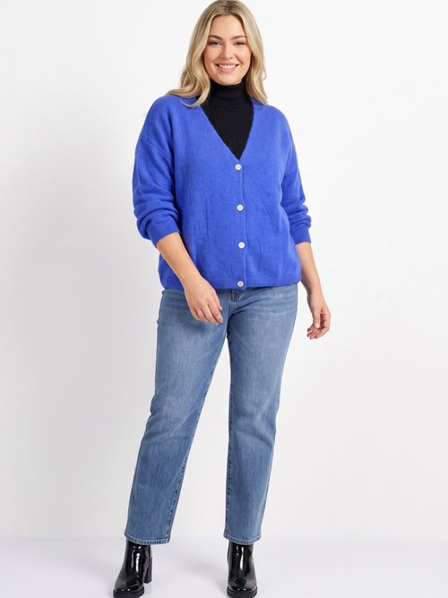 Gilet doux chaud tendance avec alpaga Femme Grande Taille Bleu MA-3179 SI1