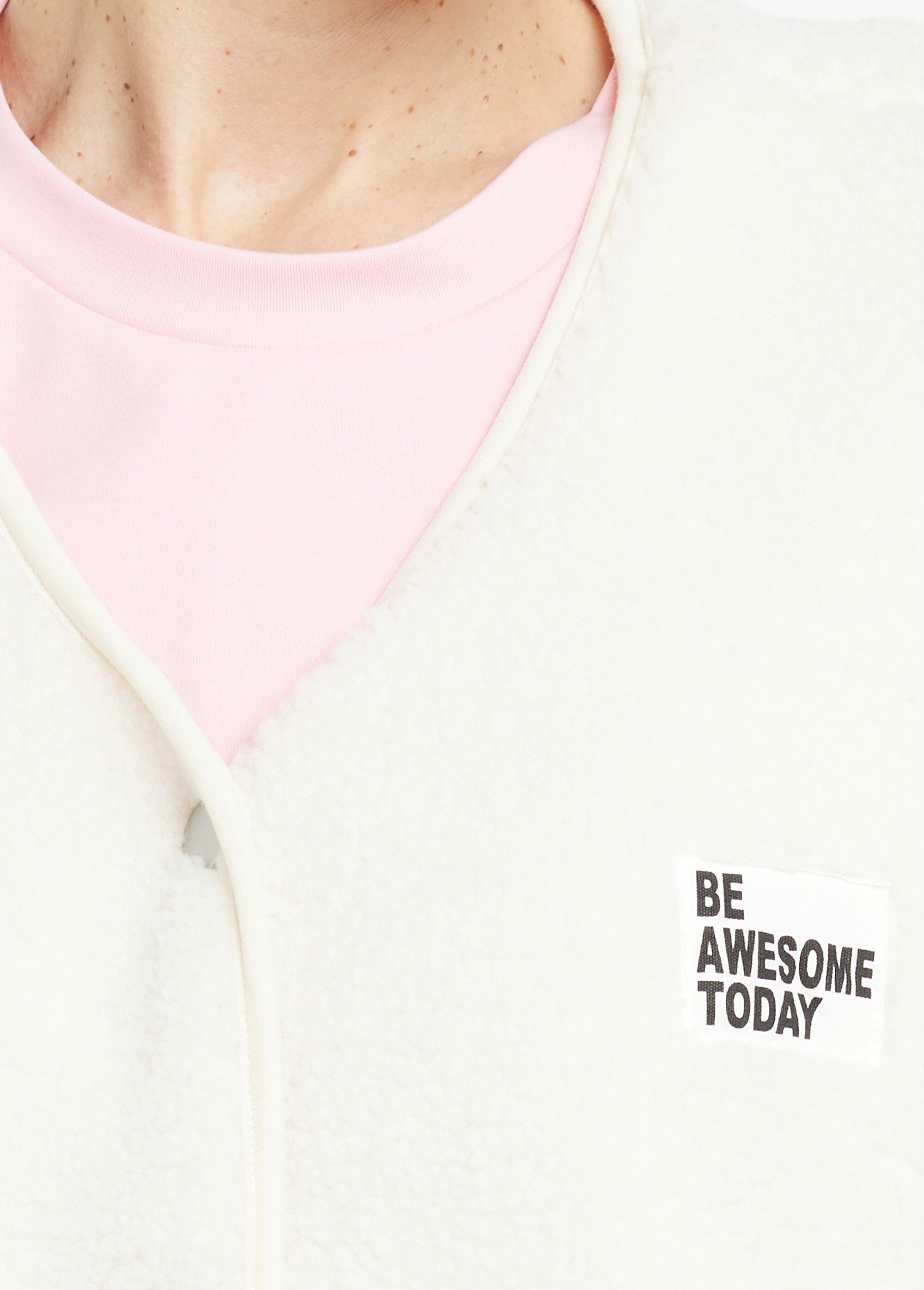 Gilet sherpa sans manches, patch Awesome